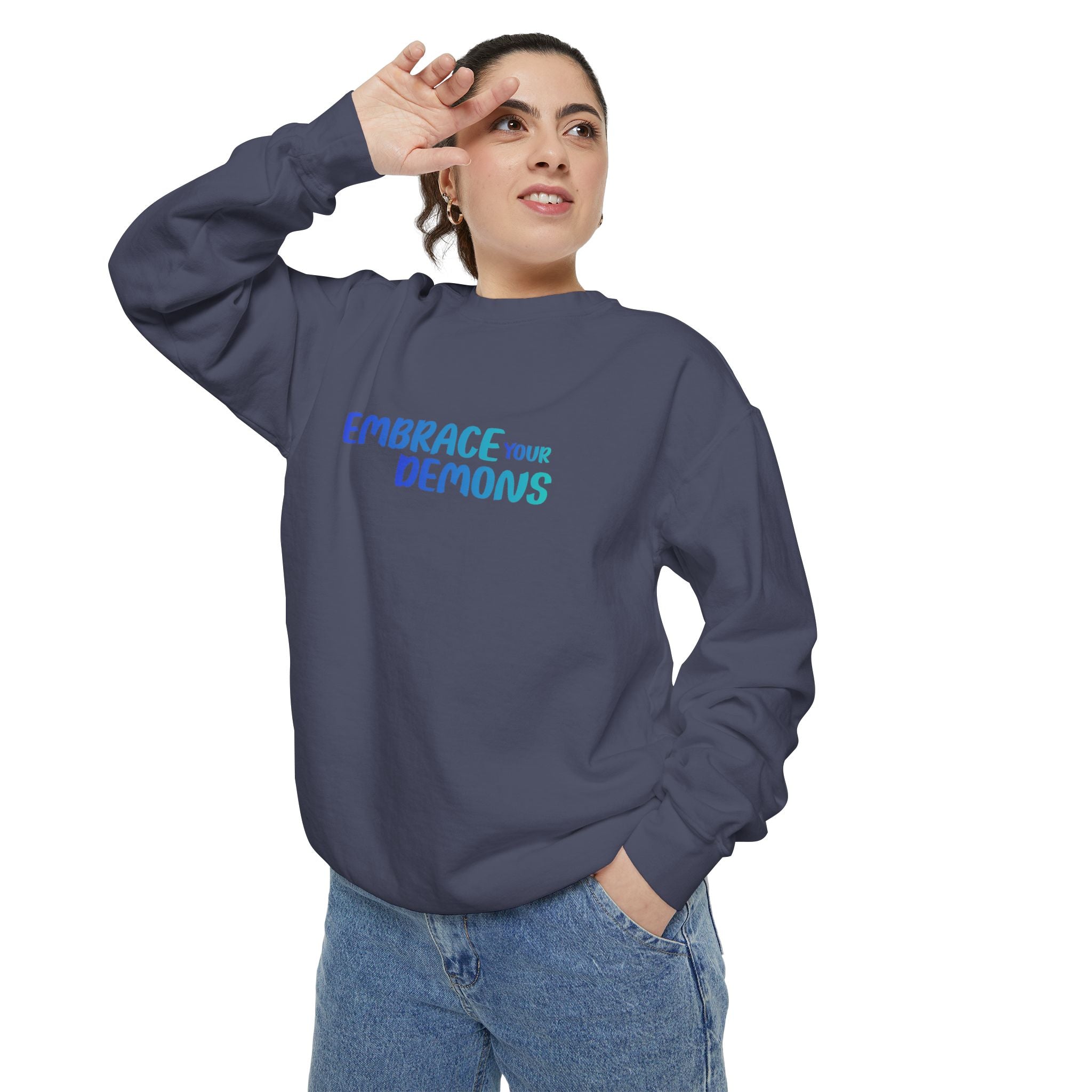 Sweatshirt — "Embrace Your Demons" Demon Climber Graphic Sweatshirt
