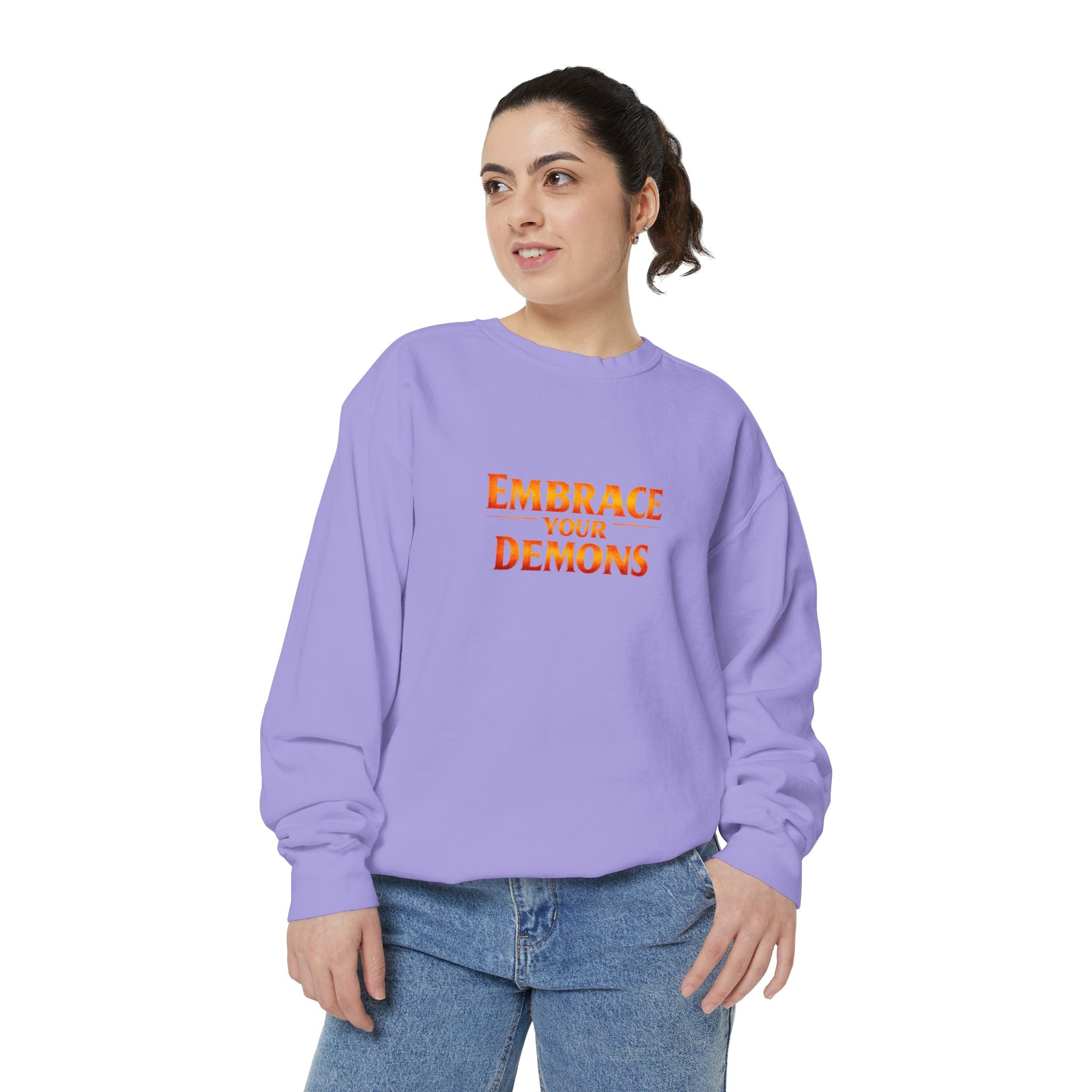 Embrace Your Demons Sweatshirt — Small Flame, Big Courage Graphic Crewneck
