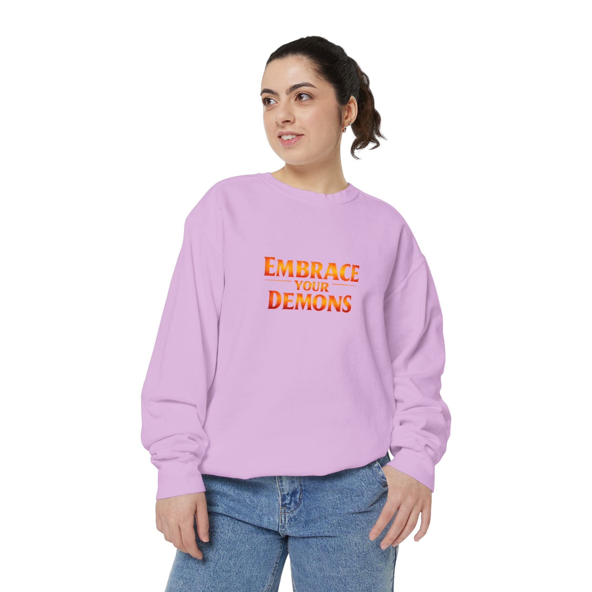 Embrace Your Demons Sweatshirt — Small Flame, Big Courage Graphic Crewneck