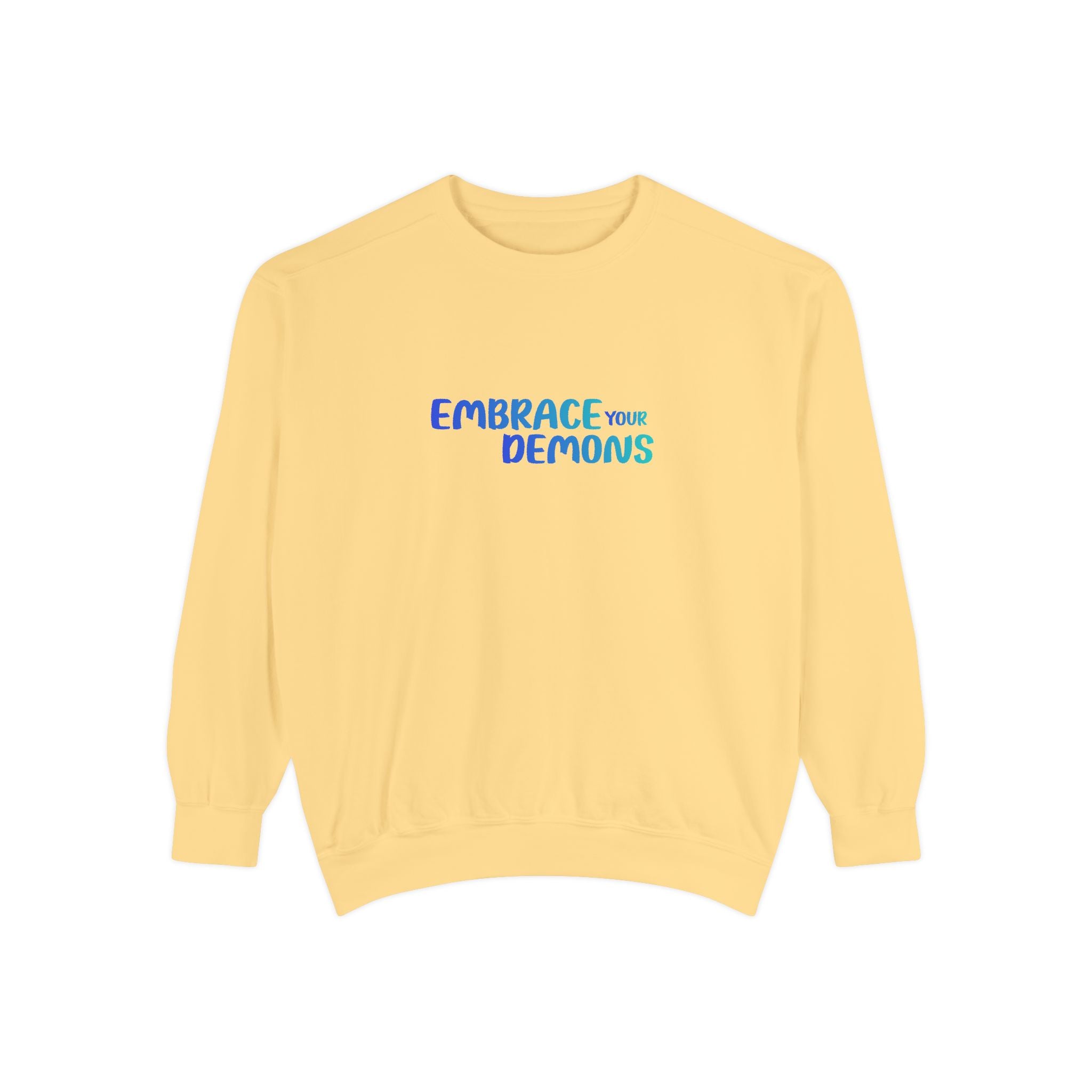 Embrace Your Demons Sweatshirt — "Cold Heart, Warm Soul" Cat Graphic Sweatshirt