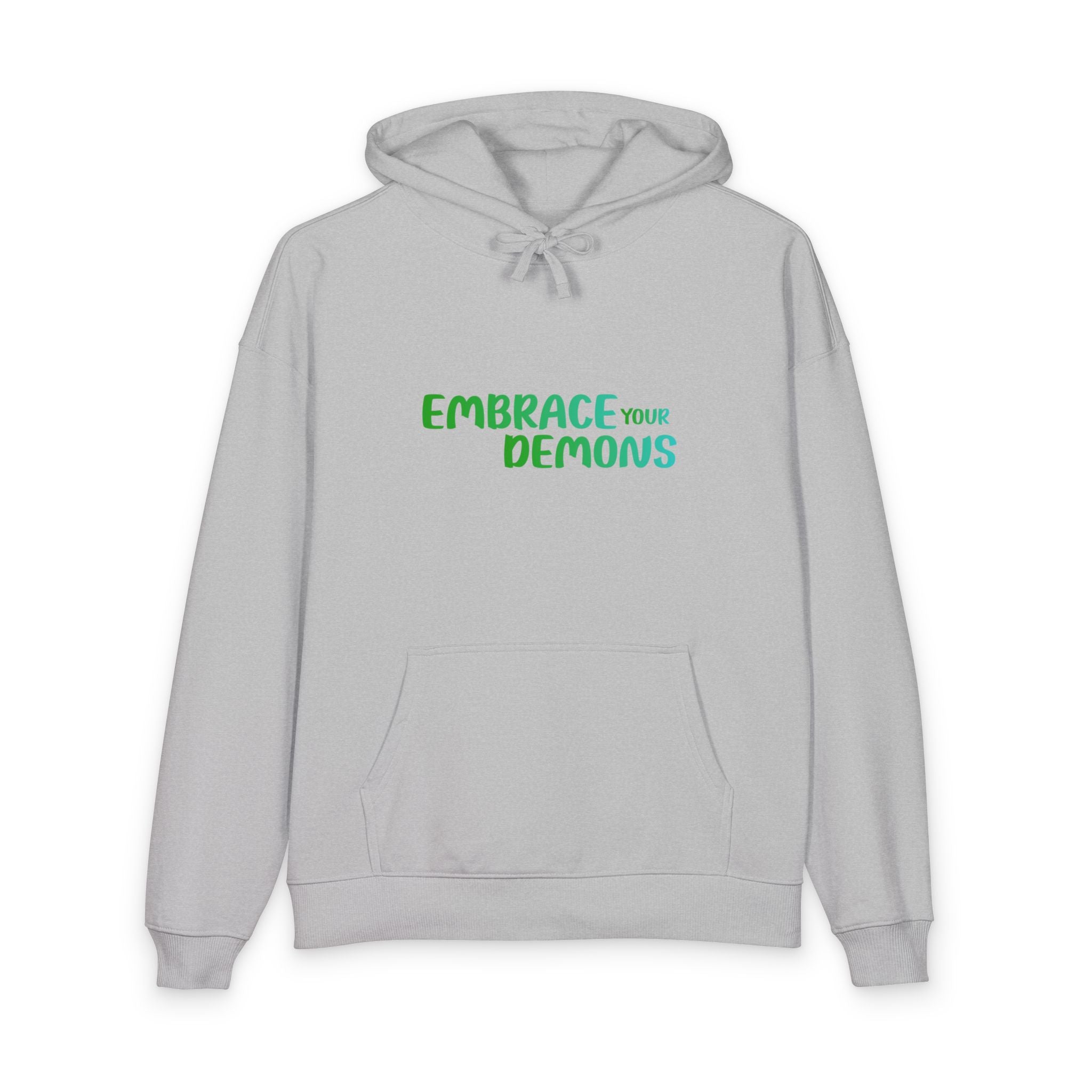 Embrace Your Demons Hoodie — Green Forest Creature Graphic Hoodie