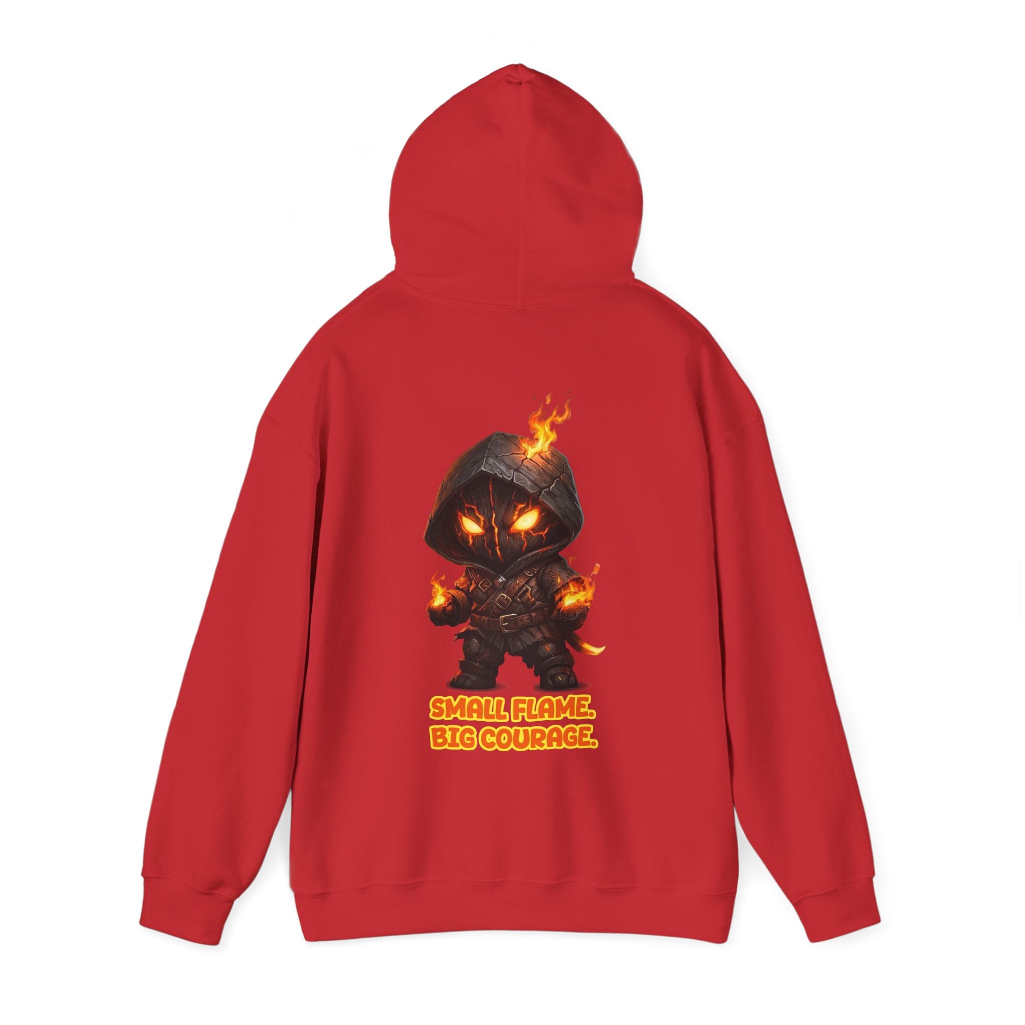 "Embrace Your Demons" Flame Hooded Sweatshirt (Small Flame, Big Courage)