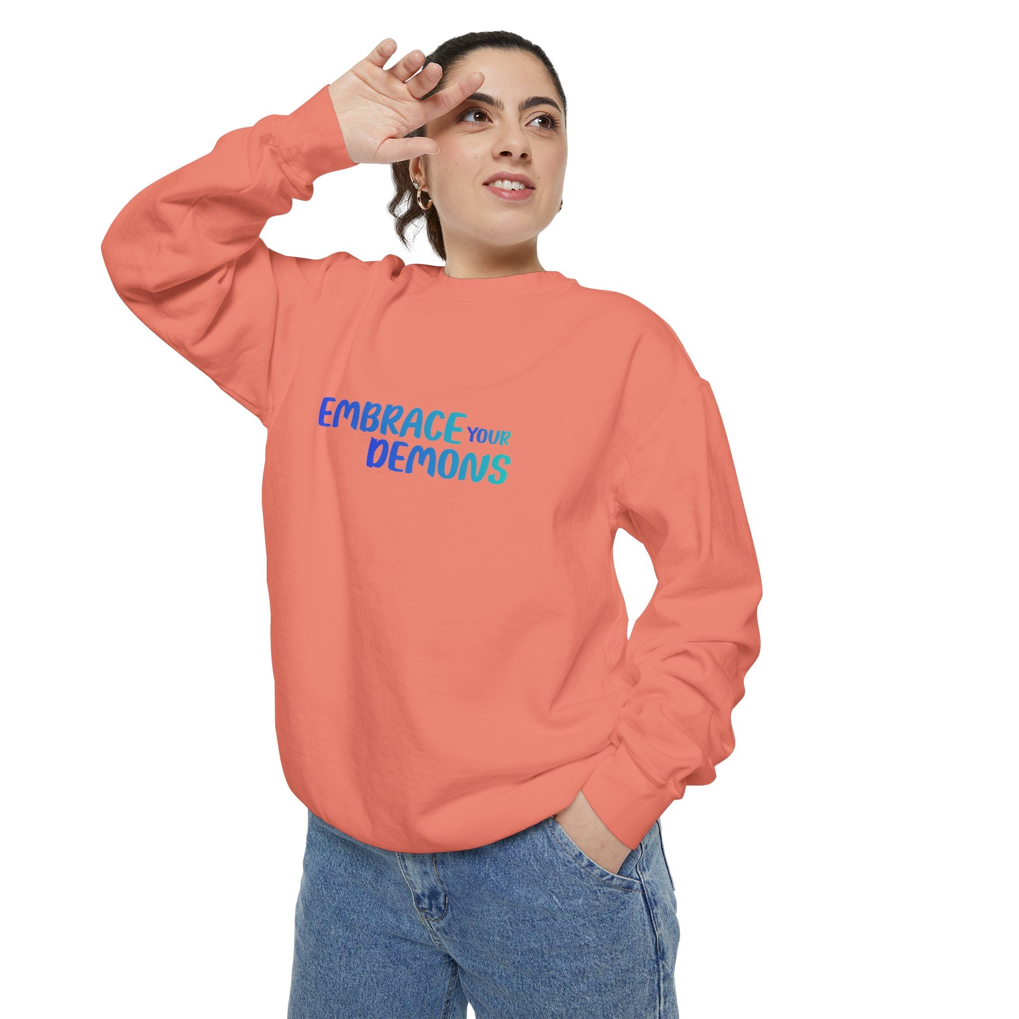 Embrace Your Demons Sweatshirt — "Cold Heart, Warm Soul" Cat Graphic Sweatshirt
