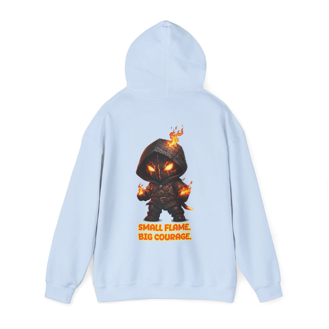 "Embrace Your Demons" Flame Hooded Sweatshirt (Small Flame, Big Courage)