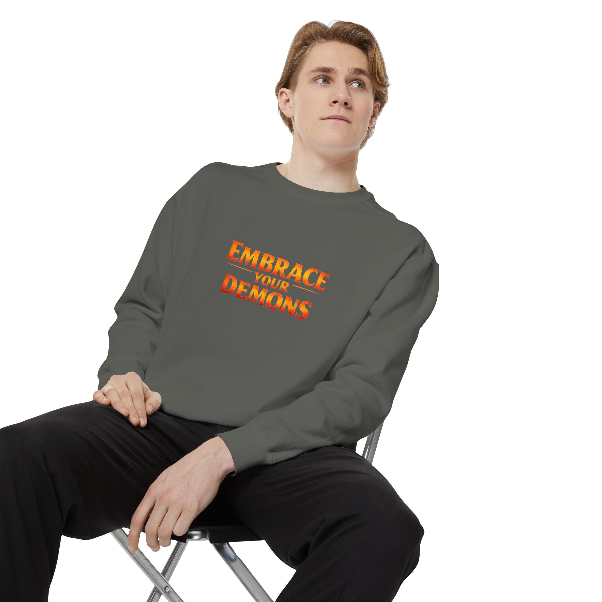 Embrace Your Demons Sweatshirt — Small Flame, Big Courage Graphic Crewneck