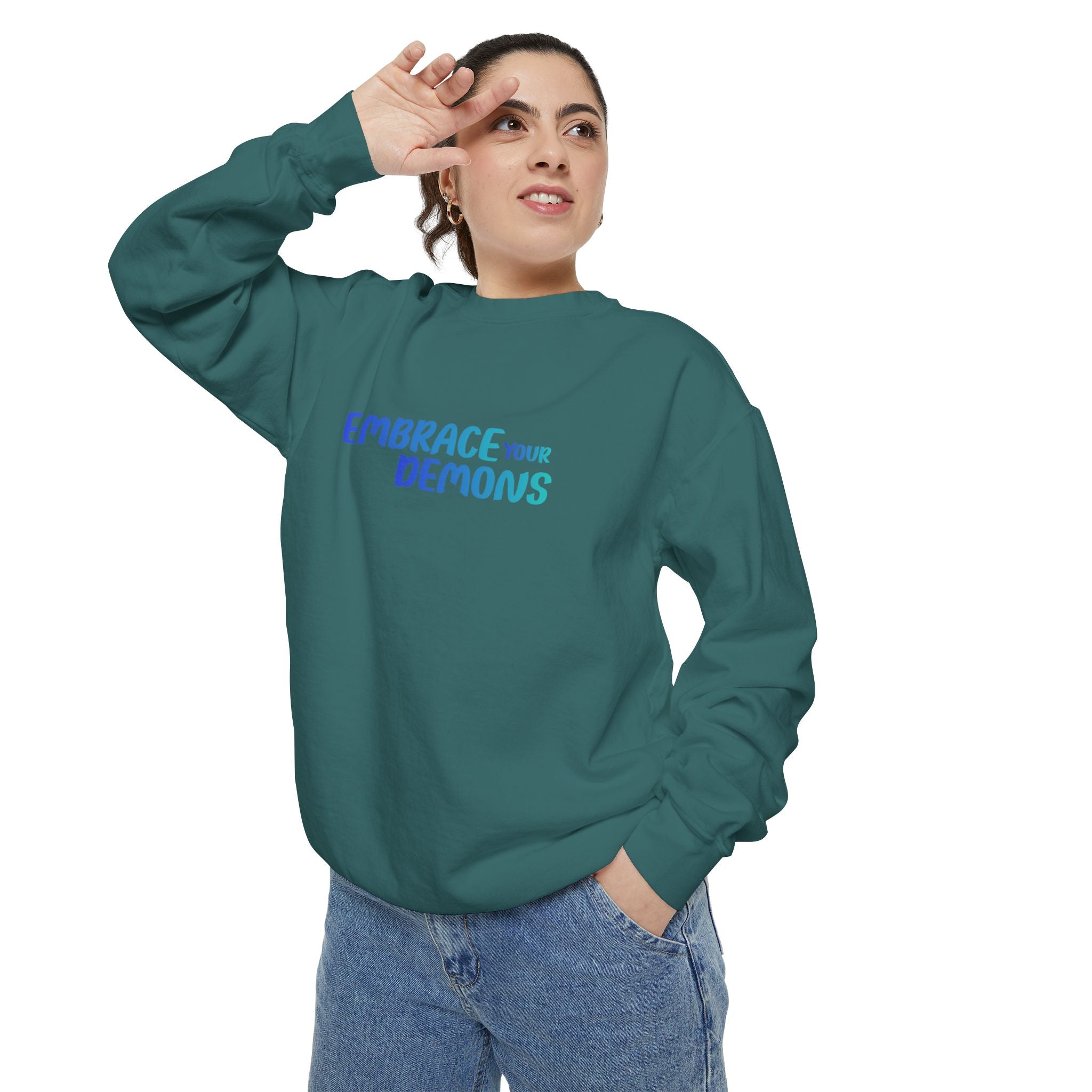 Sweatshirt — "Embrace Your Demons" Demon Climber Graphic Sweatshirt