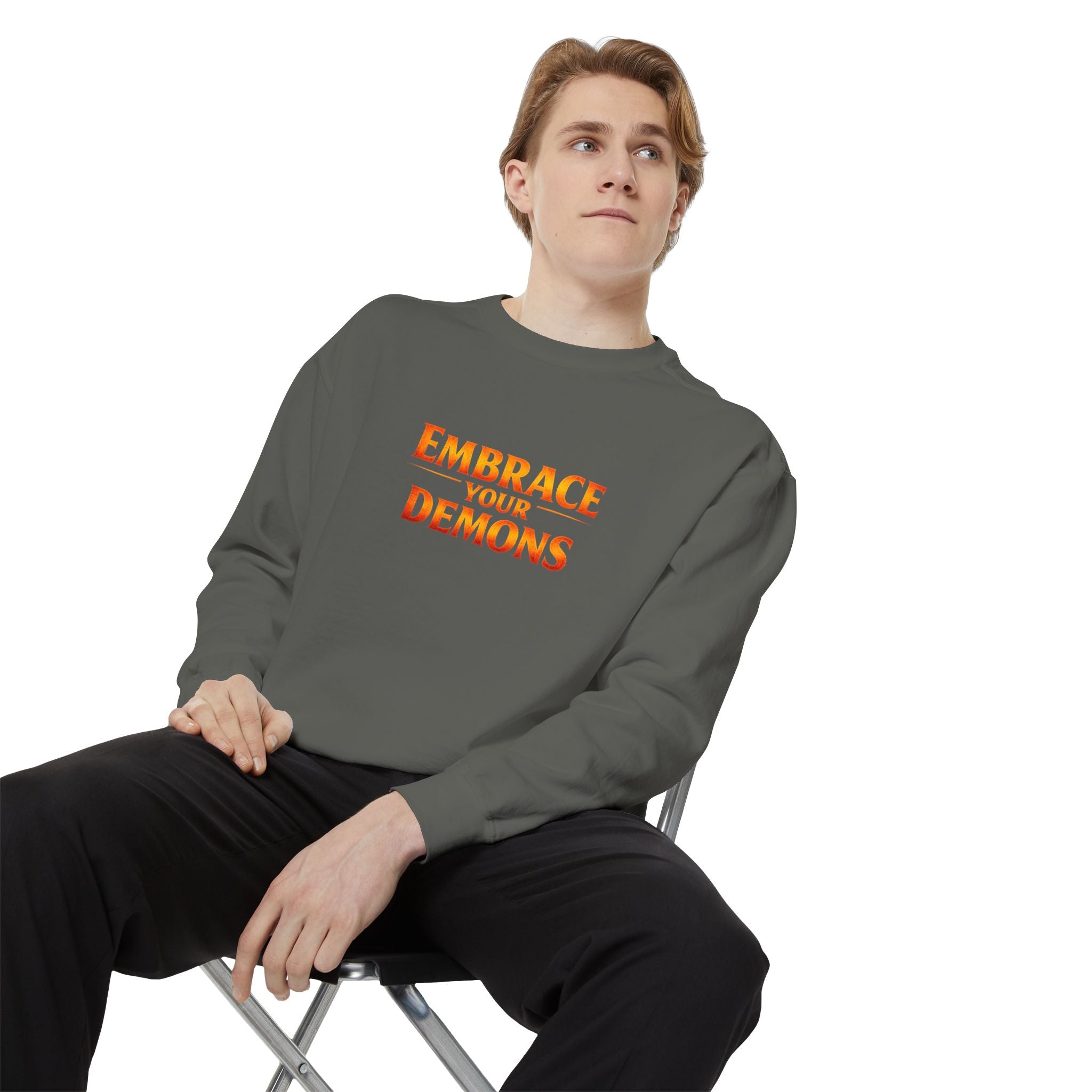 Embrace Your Demons Sweatshirt — Angel Warrior Graphic Crewneck
