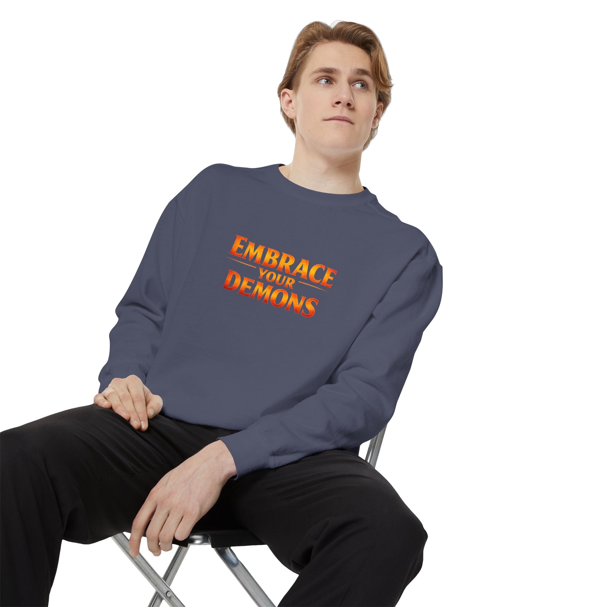 Embrace Your Demons Sweatshirt — Angel Warrior Graphic Crewneck