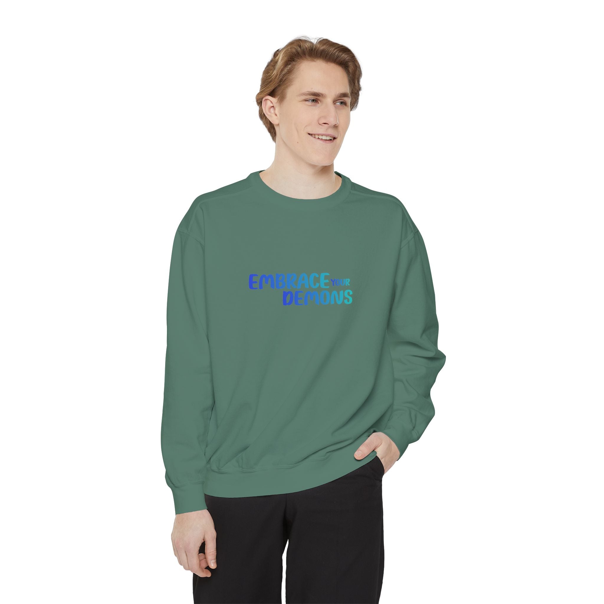 Embrace Your Demons Sweatshirt — "Cold Heart, Warm Soul" Cat Graphic Sweatshirt