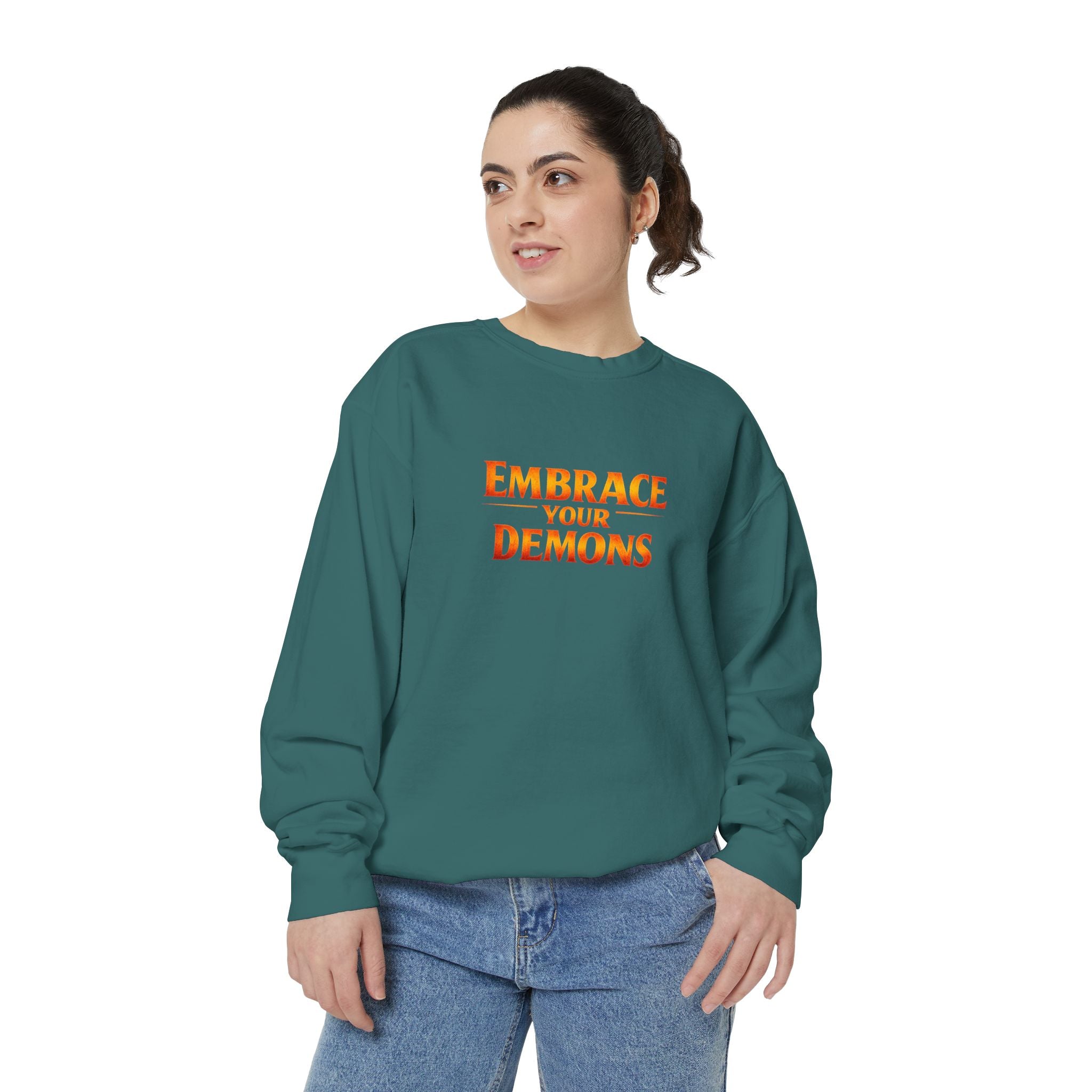 Embrace Your Demons Sweatshirt — Angel Warrior Graphic Crewneck
