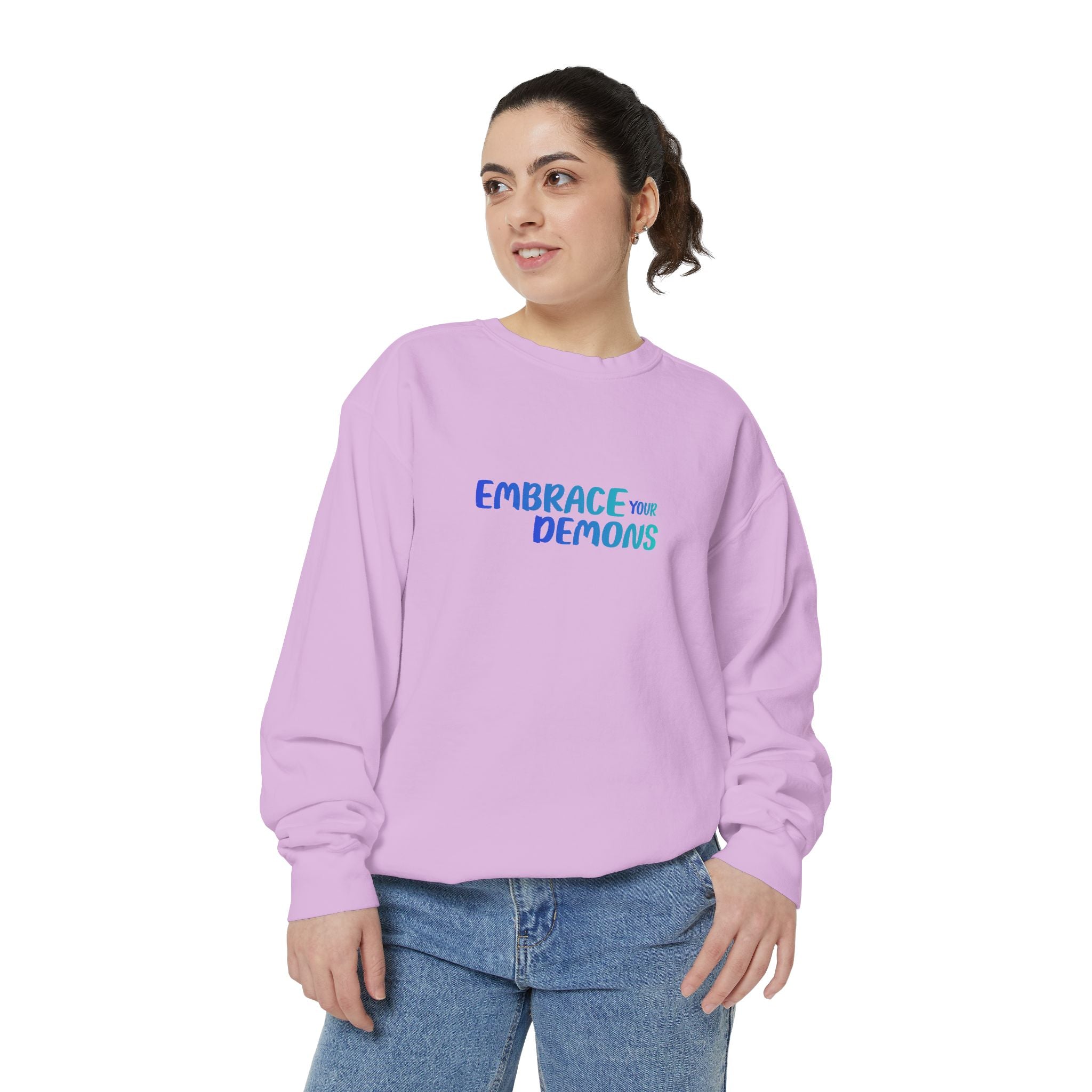 Embrace Your Demons Sweatshirt — "Cold Heart, Warm Soul" Cat Graphic Sweatshirt