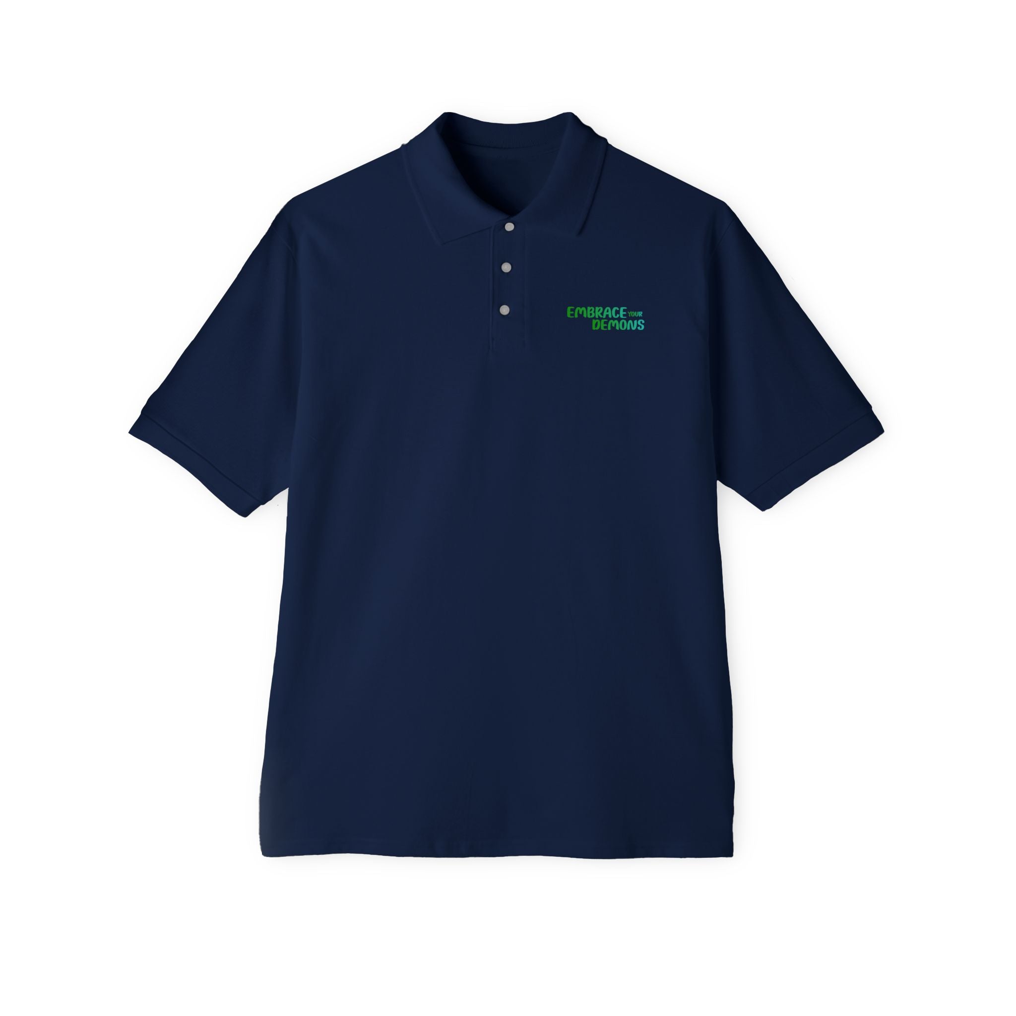 Men's Anime Flame Warrior Polo — Graphic Back Print with Subtle Chest Text