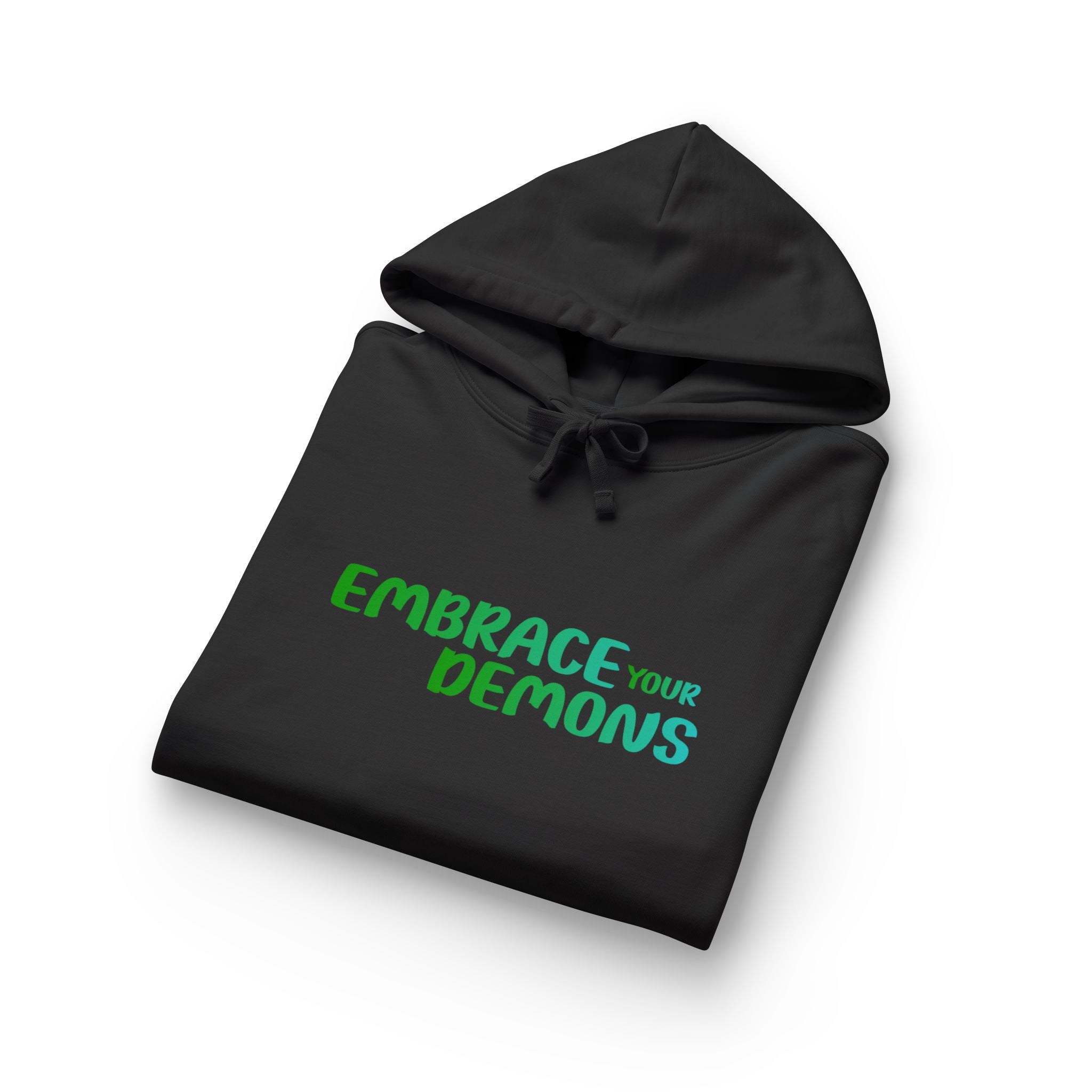Embrace Your Demons Hoodie — Green Forest Creature Graphic Hoodie