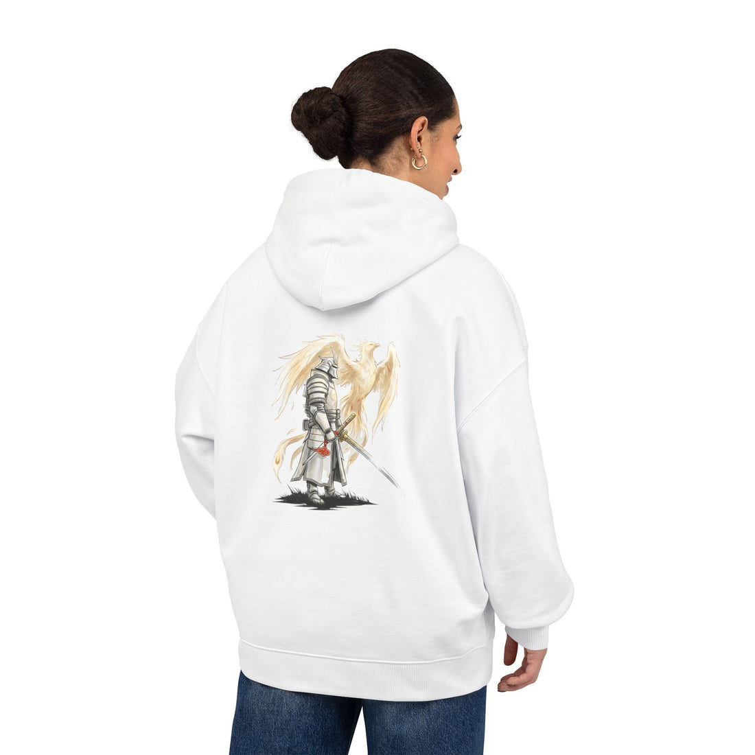 Angel Knight Hoodie — “I Am Forged by My Shadow” Graphic Pullover