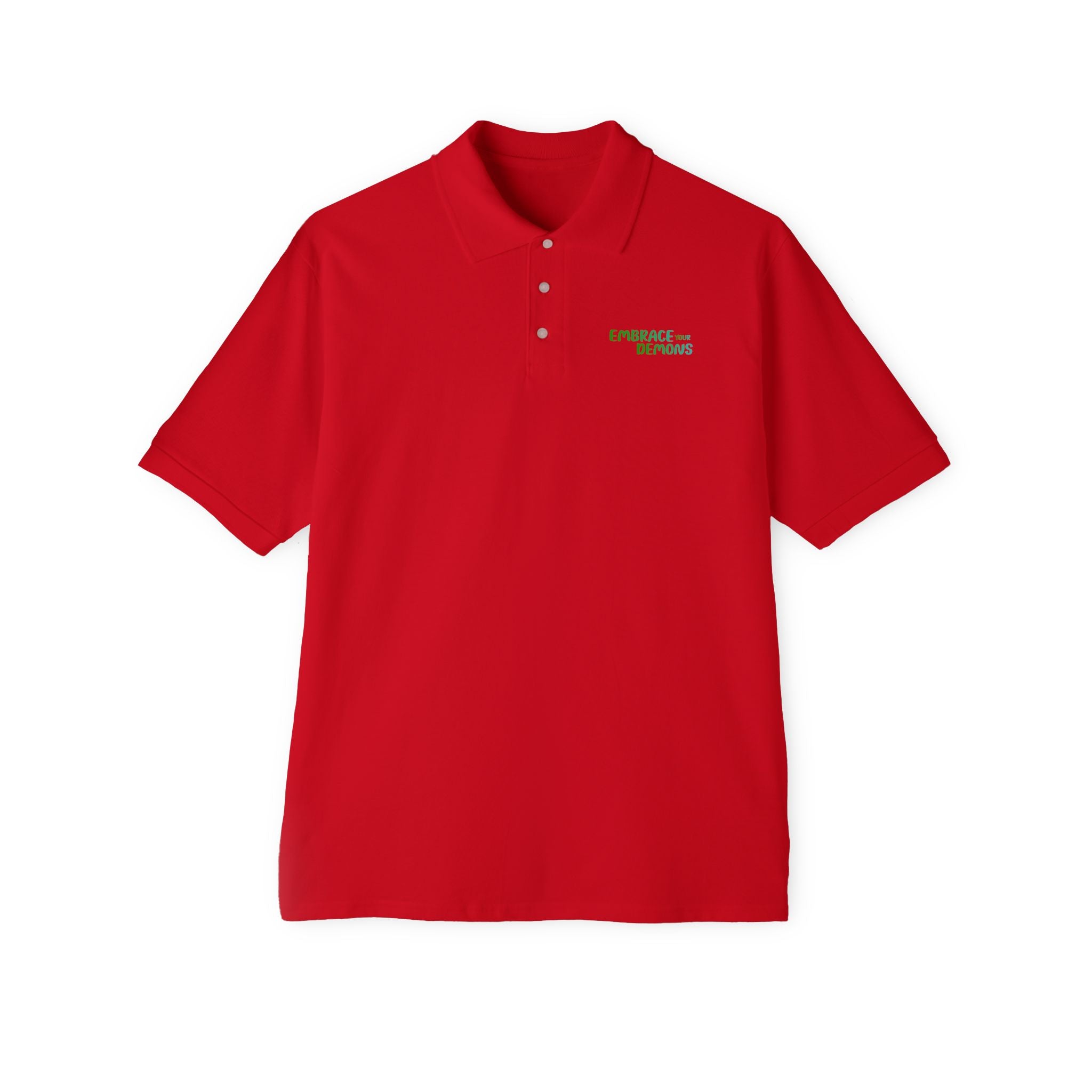 Men's Anime Flame Warrior Polo — Graphic Back Print with Subtle Chest Text