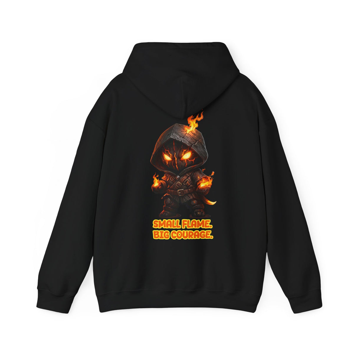 "Embrace Your Demons" Flame Hooded Sweatshirt (Small Flame, Big Courage)