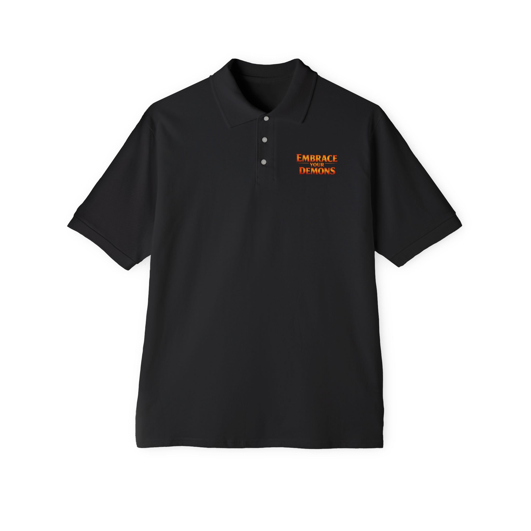 Men's Polo — 'Embrace The Demons' Graphic Chest & Back Print
