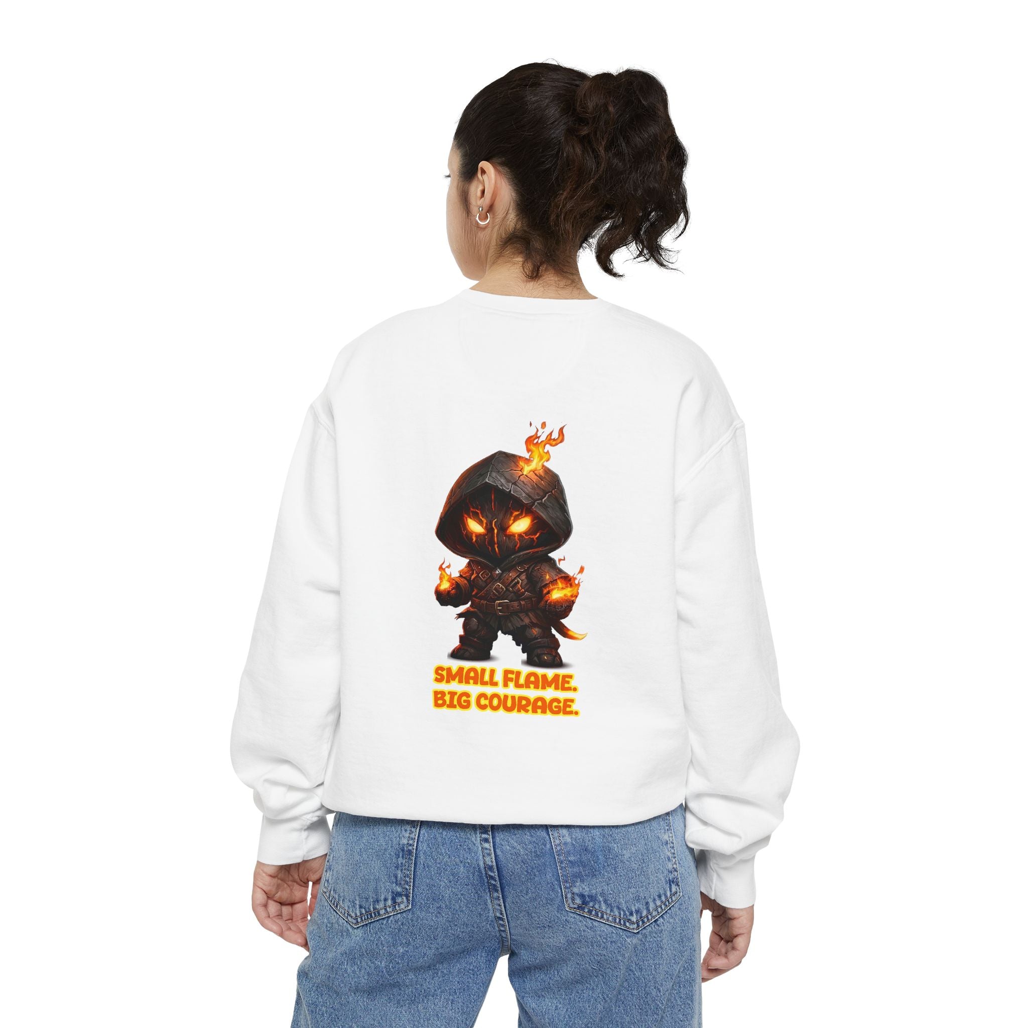 Embrace Your Demons Sweatshirt — Small Flame, Big Courage Graphic Crewneck