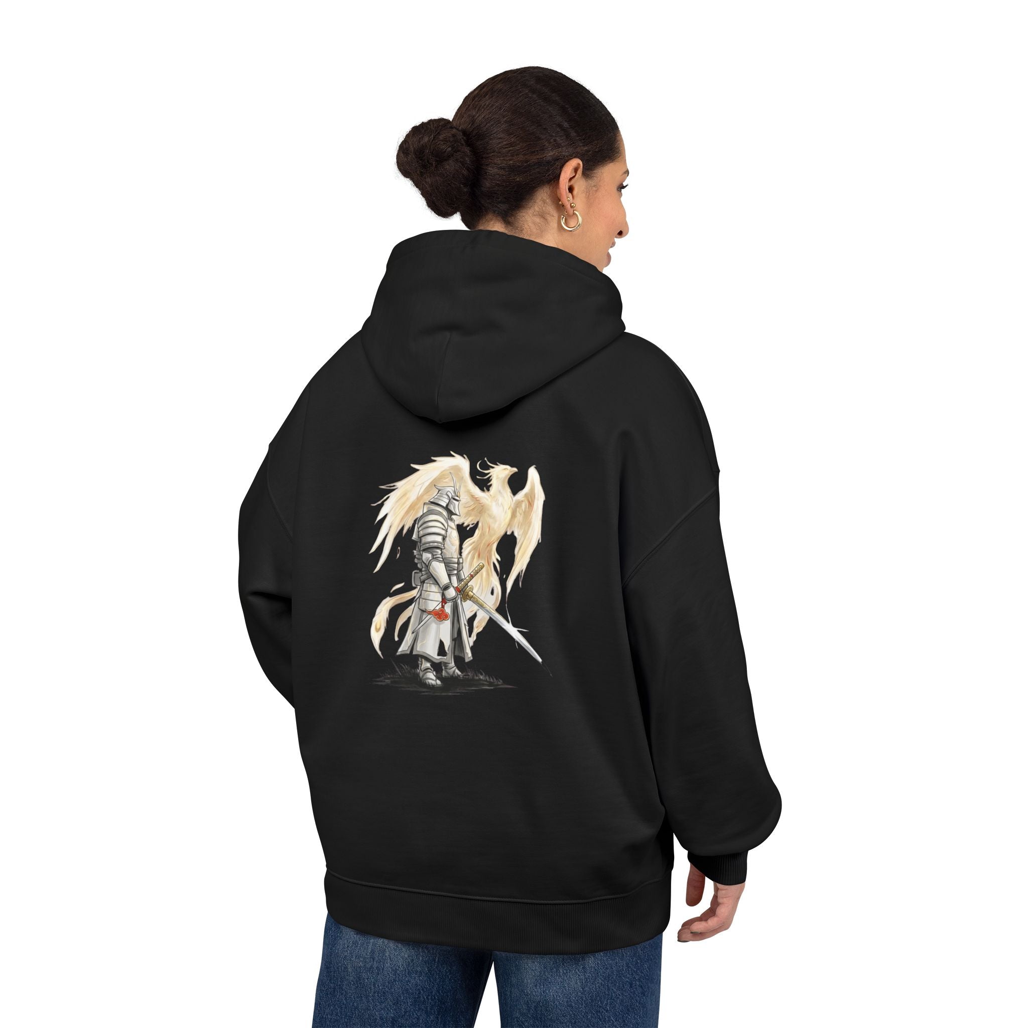 Angel Knight Hoodie — “I Am Forged by My Shadow” Graphic Pullover