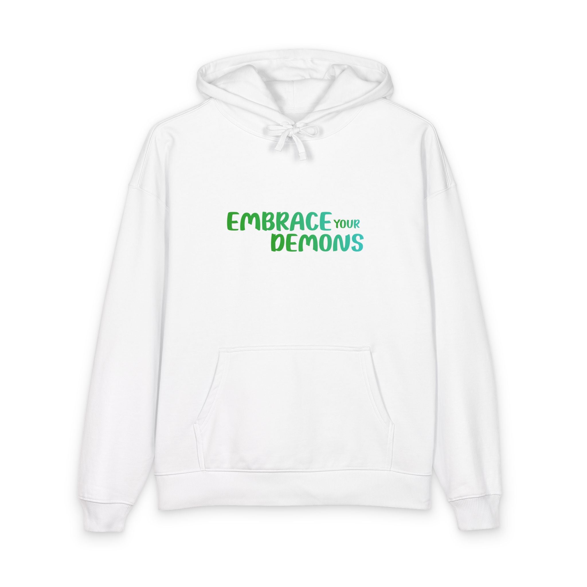 Embrace Your Demons Hoodie — Green Forest Creature Graphic Hoodie