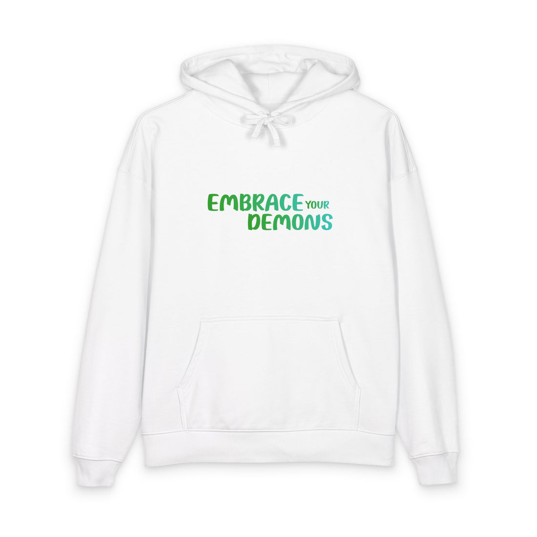Embrace Your Demons Hoodie — Green Forest Creature Graphic Hoodie
