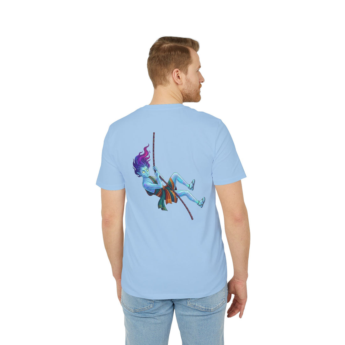T-Shirt — Embrace the Demons Graphic Tee (Blue Rope Swing Illustration)