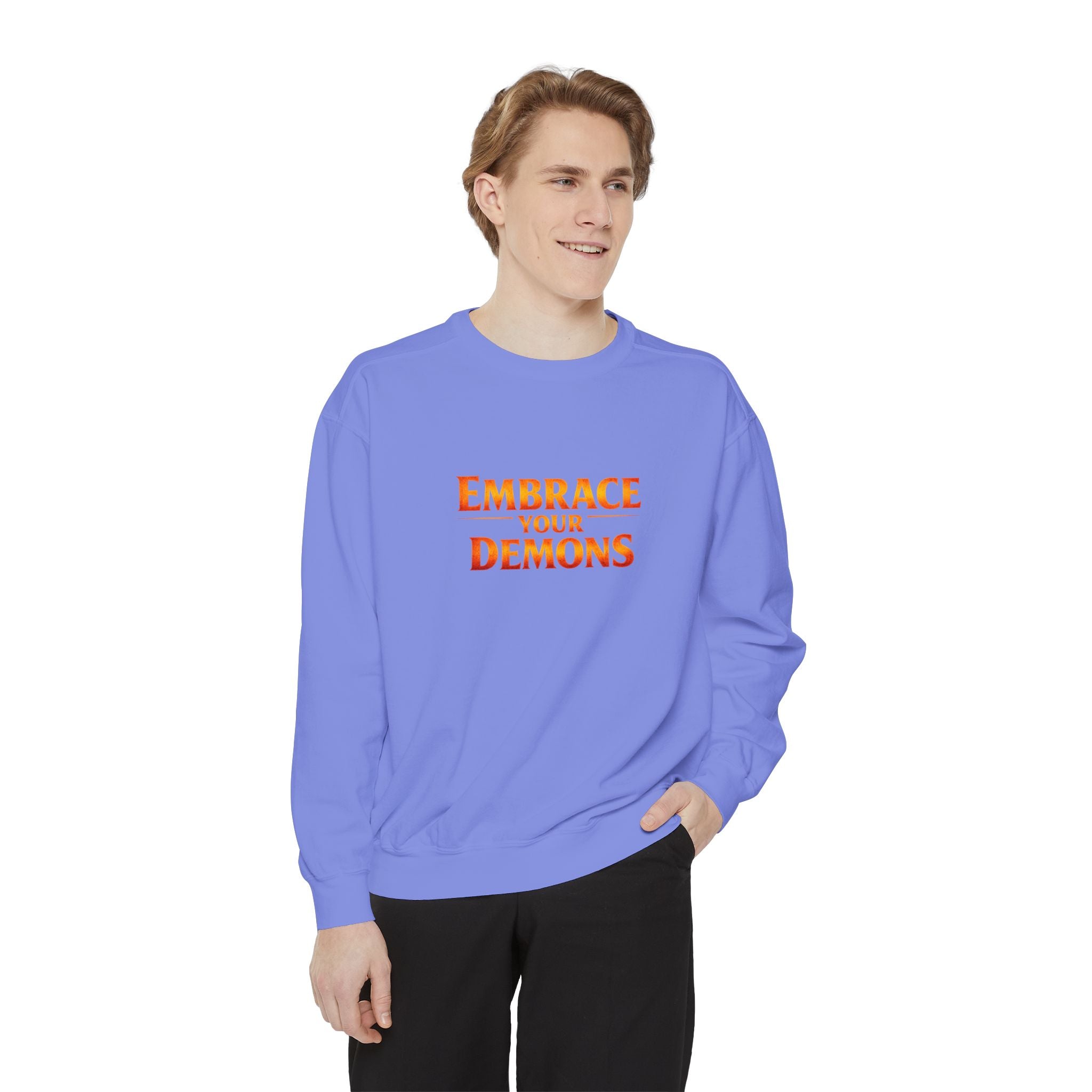 Embrace Your Demons Sweatshirt — Angel Warrior Graphic Crewneck