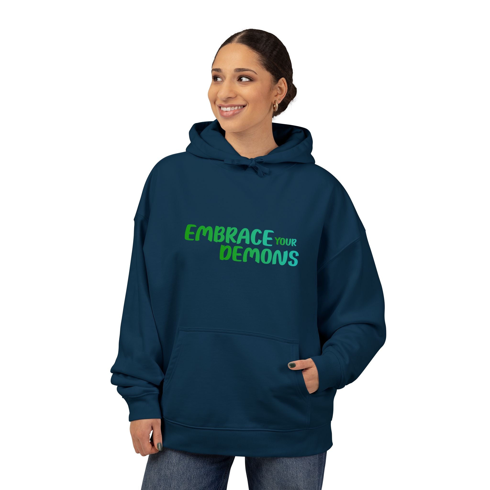 Embrace Your Demons Hoodie — Green Forest Creature Graphic Hoodie