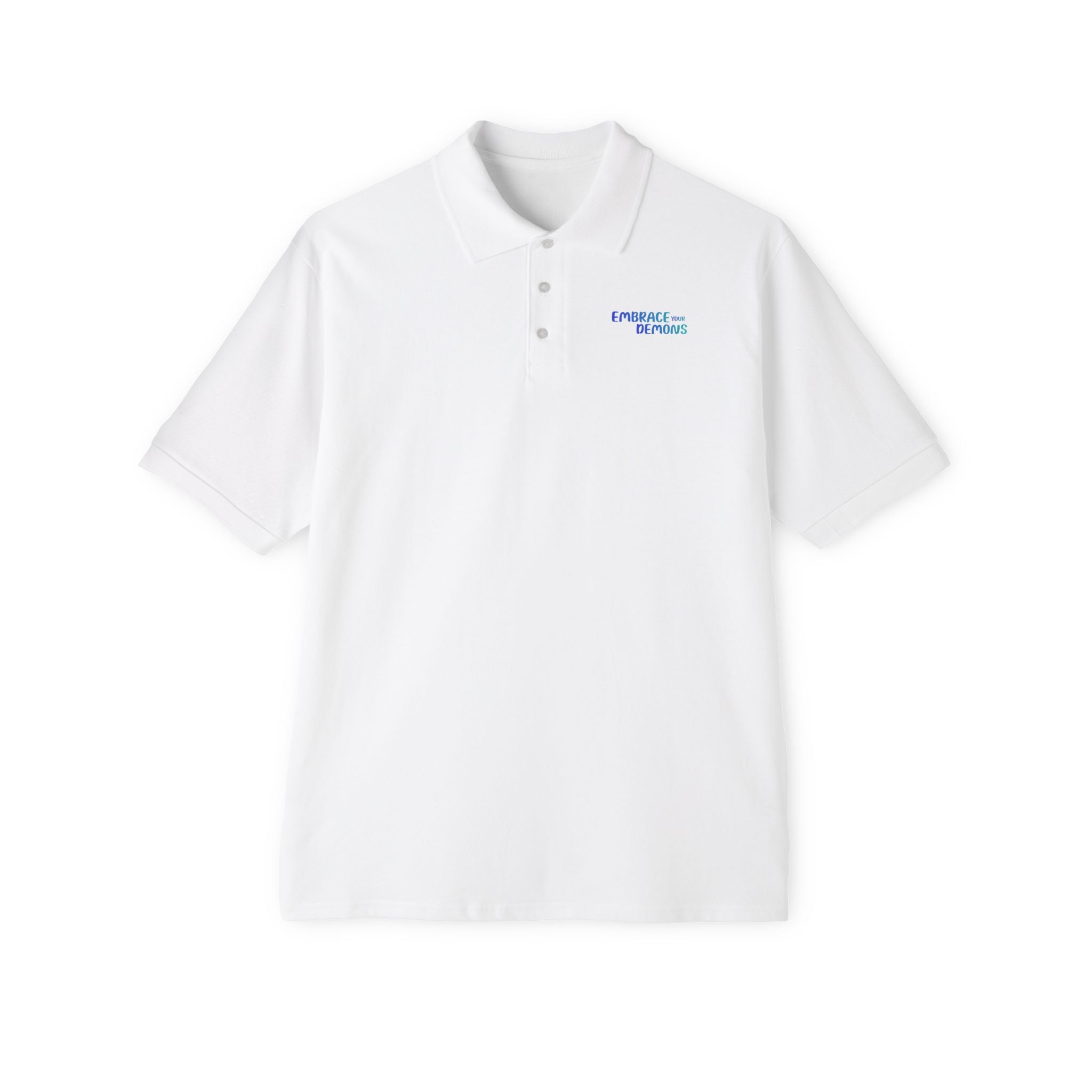 Men's Polo — 'Cold Heart, Warm Soul' Blue Cat Graphic