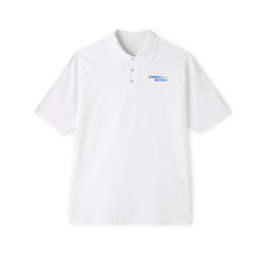Men's Polo — 'Cold Heart, Warm Soul' Blue Cat Graphic