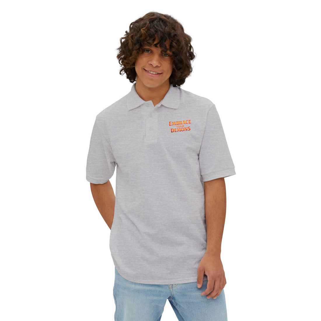 Men's Polo — 'Embrace The Demons' Graphic Chest & Back Print