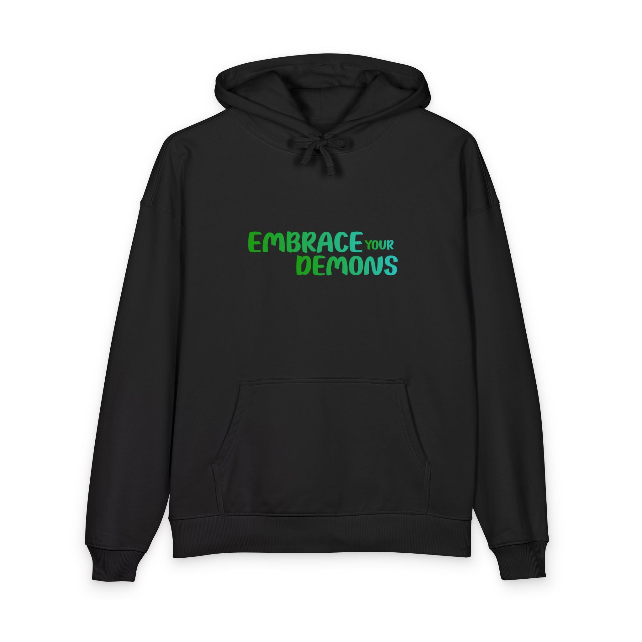 Embrace Your Demons Hoodie — Green Forest Creature Graphic Hoodie