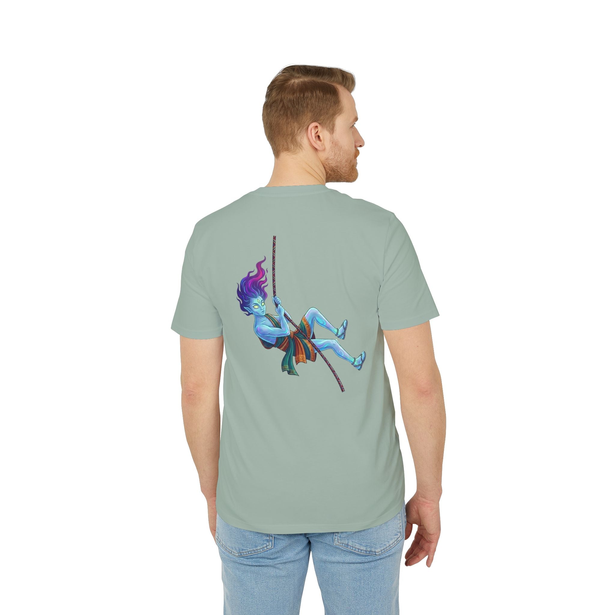 T-Shirt — Embrace the Demons Graphic Tee (Blue Rope Swing Illustration)