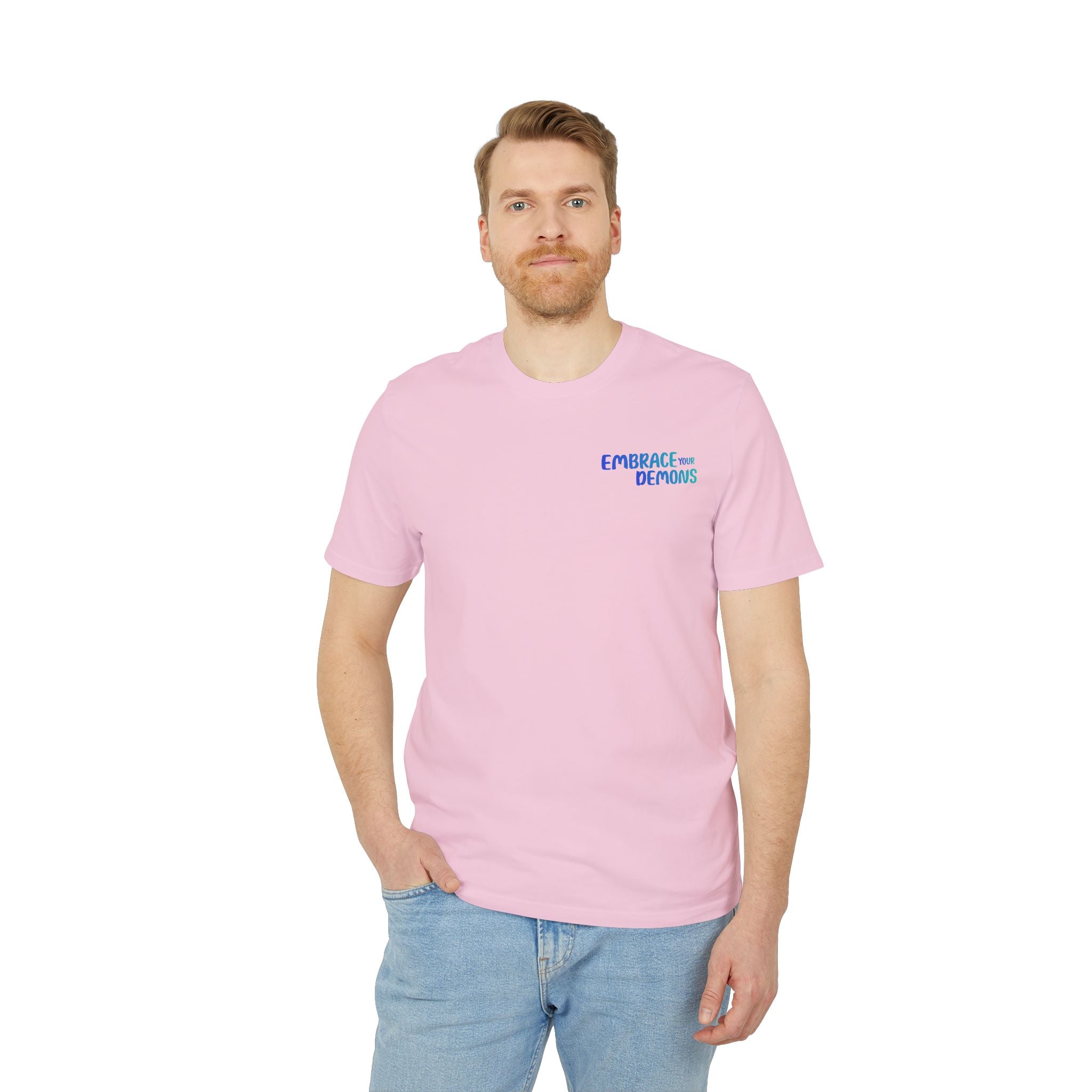 T-Shirt — Embrace the Demons Graphic Tee (Blue Rope Swing Illustration)