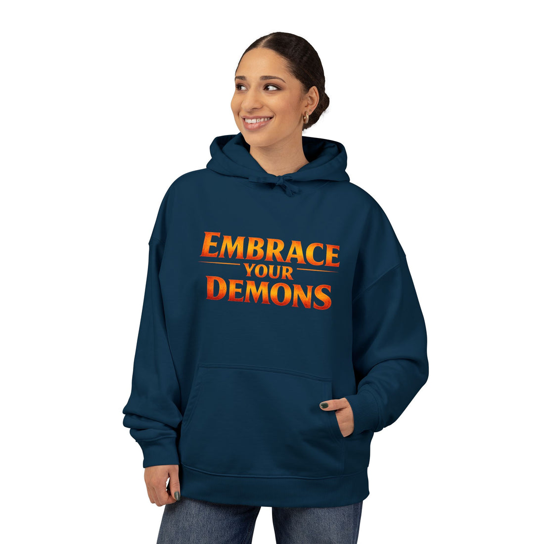 Embrace Your Demons Hoodie — Cute Fiery Demon Graphic Sweatshirt