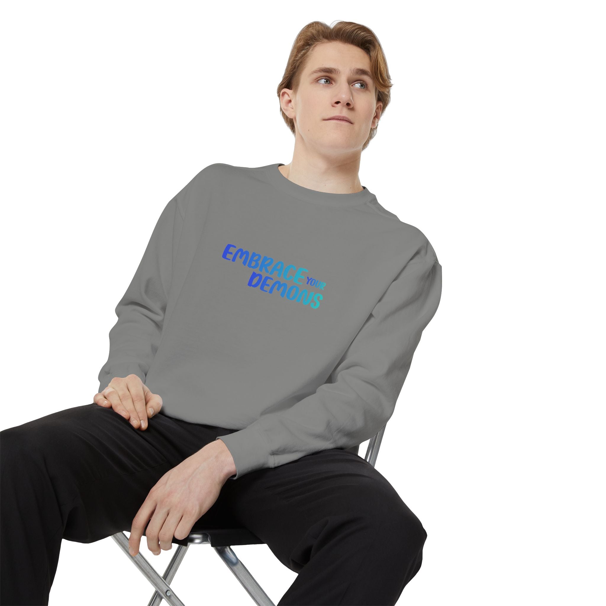 Embrace Your Demons Sweatshirt — "Cold Heart, Warm Soul" Cat Graphic Sweatshirt