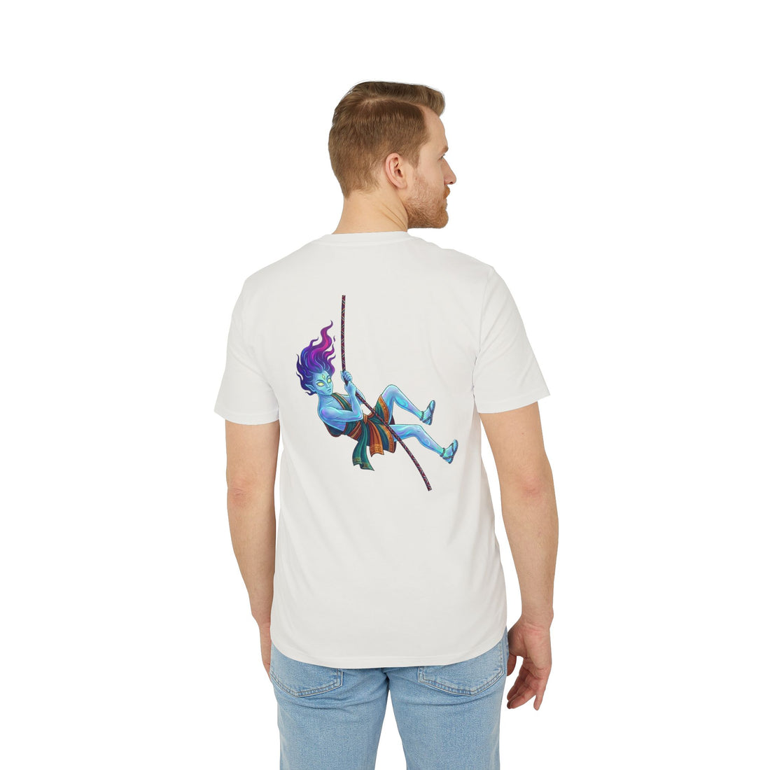 T-Shirt — Embrace the Demons Graphic Tee (Blue Rope Swing Illustration)