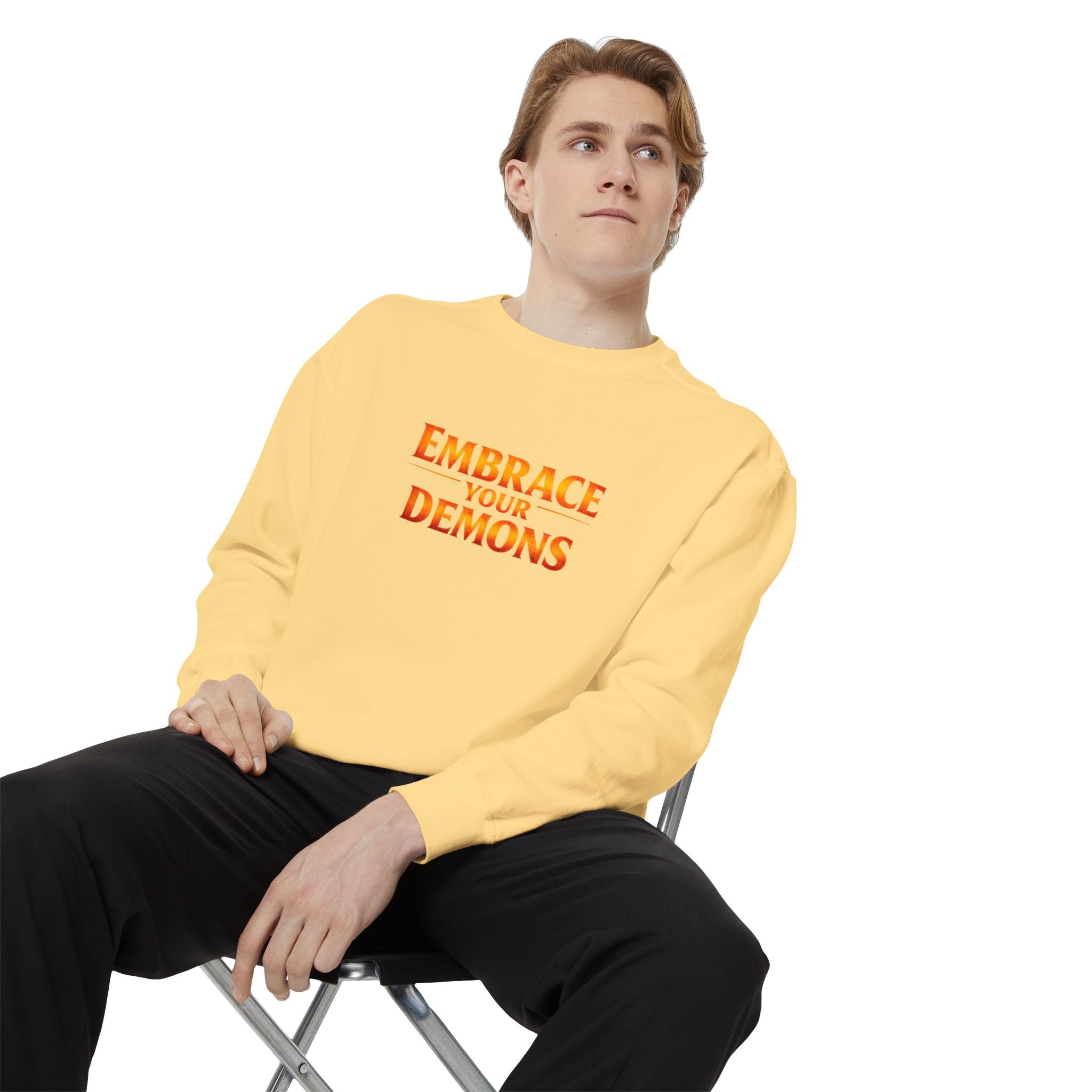 Embrace Your Demons Sweatshirt — Angel Warrior Graphic Crewneck