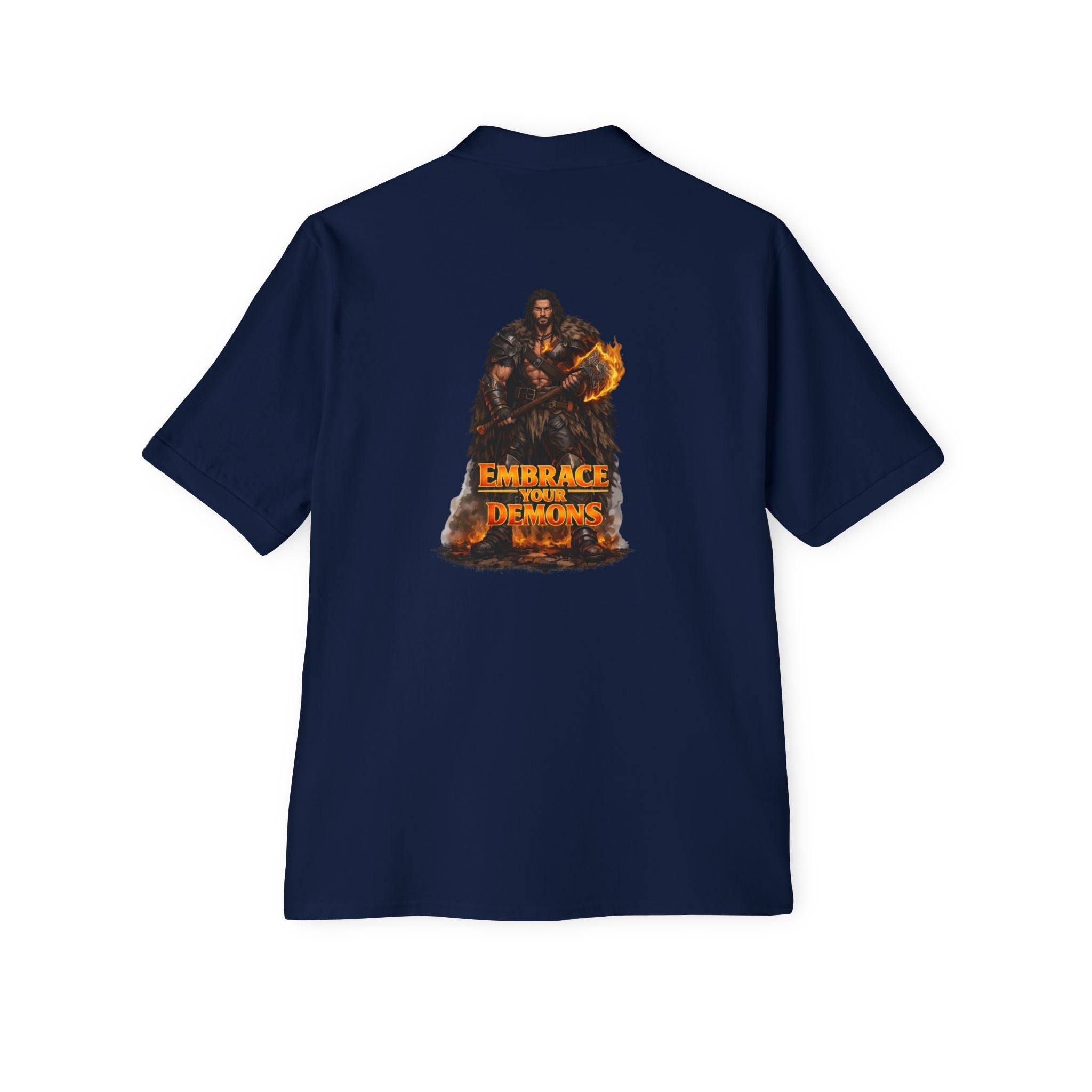 Men's Polo — 'Embrace The Demons' Graphic Chest & Back Print