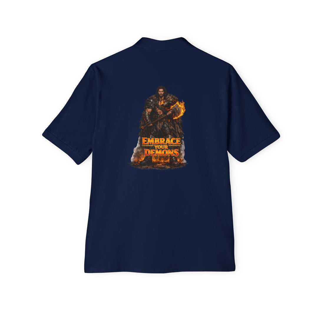 Men's Polo — 'Embrace The Demons' Graphic Chest & Back Print