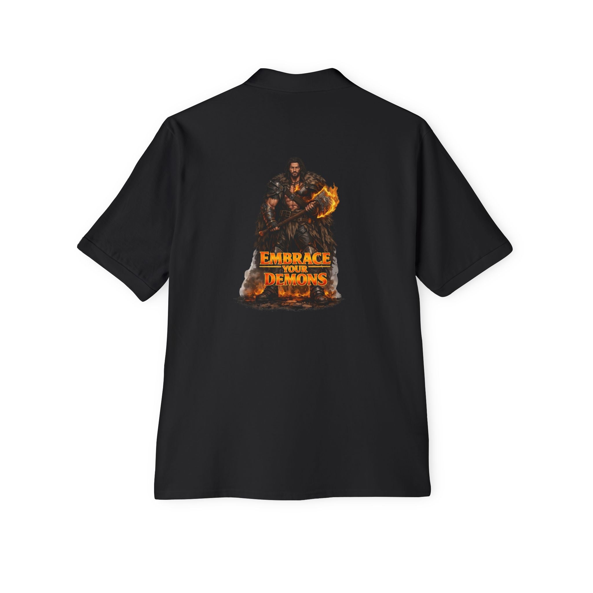 Men's Polo — 'Embrace The Demons' Graphic Chest & Back Print