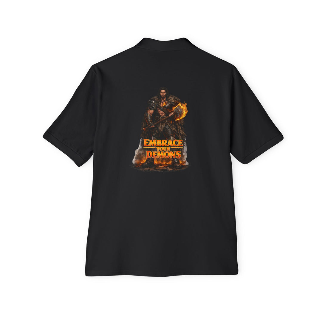 Men's Polo — 'Embrace The Demons' Graphic Chest & Back Print