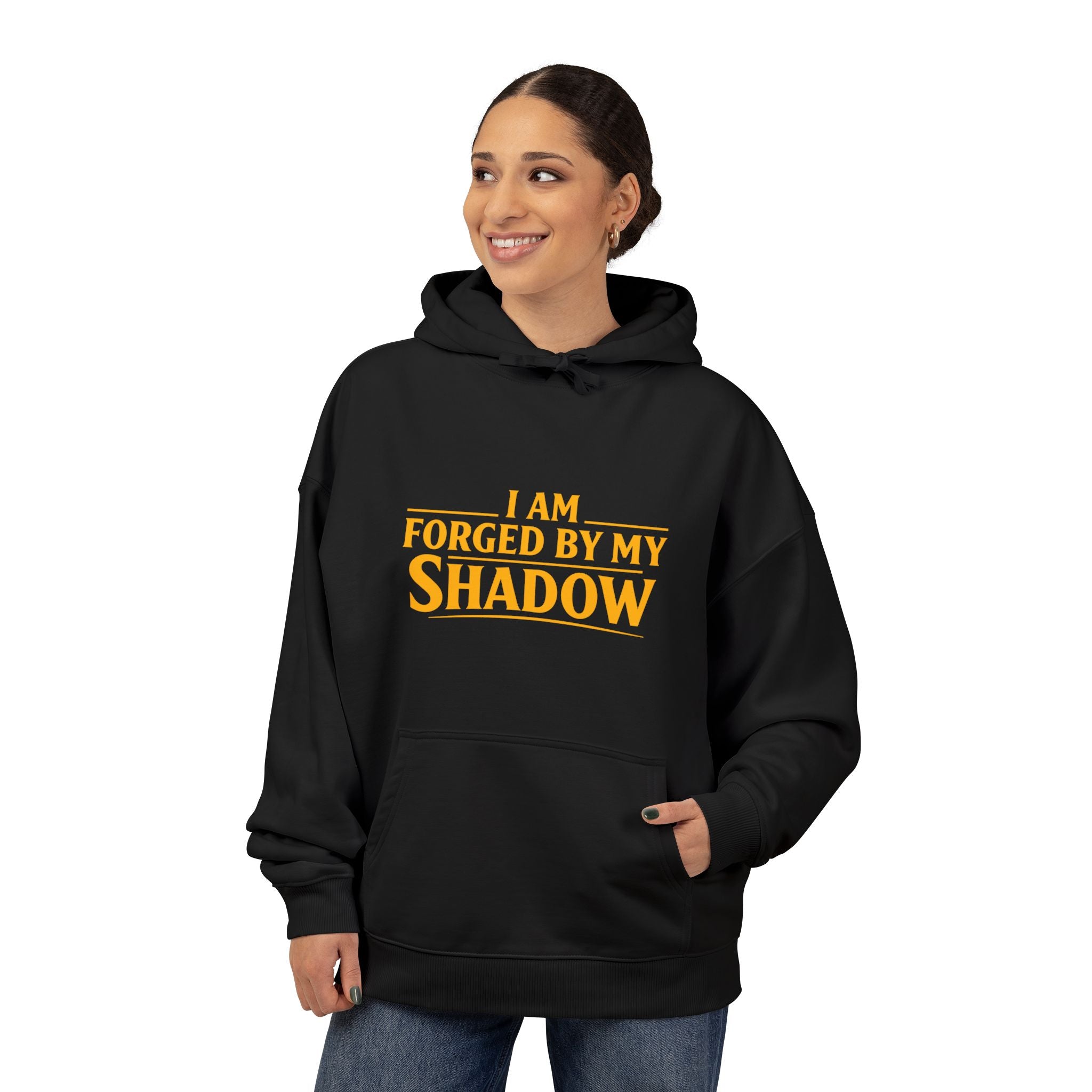 Angel Knight Hoodie — “I Am Forged by My Shadow” Graphic Pullover