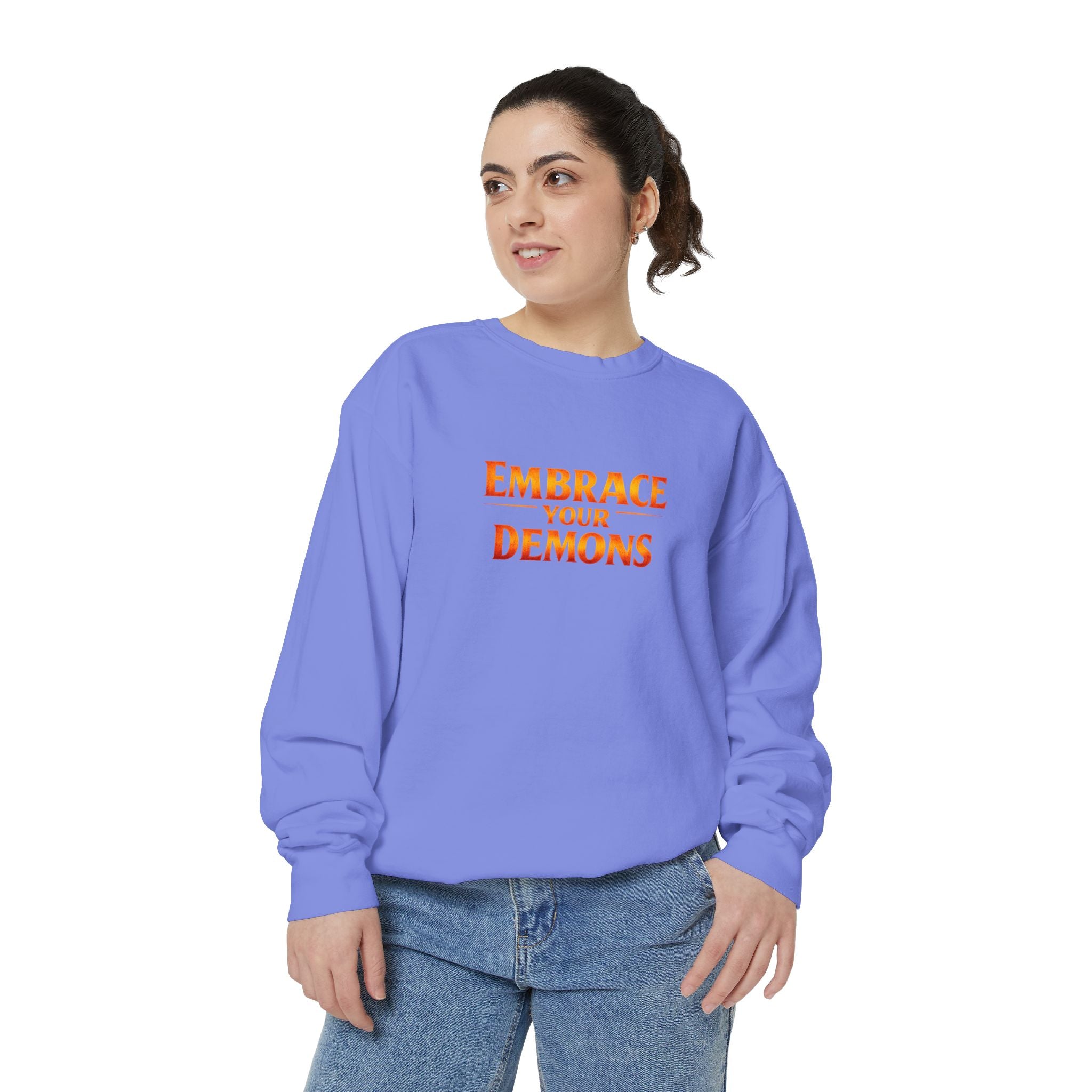 Embrace Your Demons Sweatshirt — Angel Warrior Graphic Crewneck