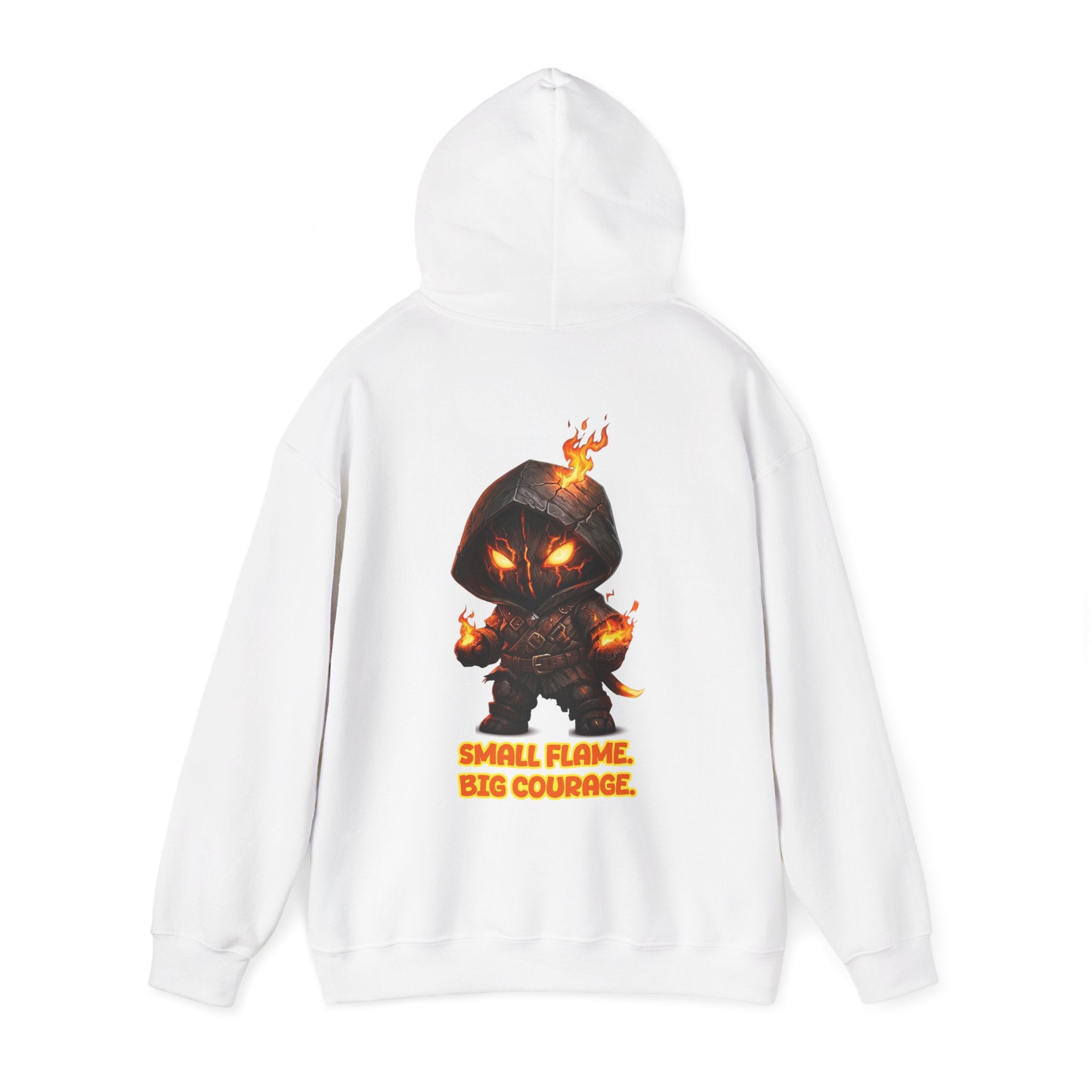"Embrace Your Demons" Flame Hooded Sweatshirt (Small Flame, Big Courage)