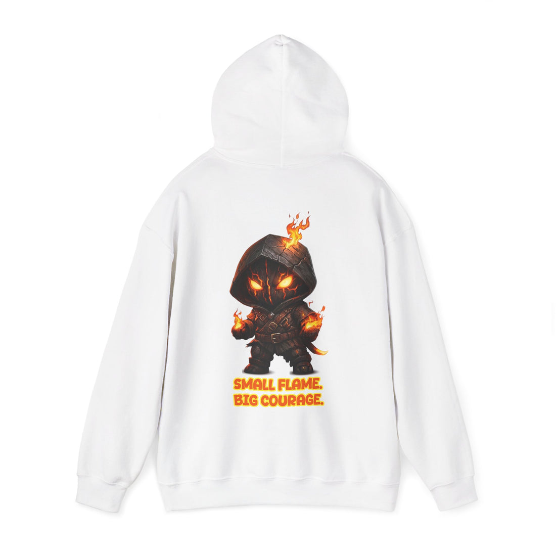 "Embrace Your Demons" Flame Hooded Sweatshirt (Small Flame, Big Courage)