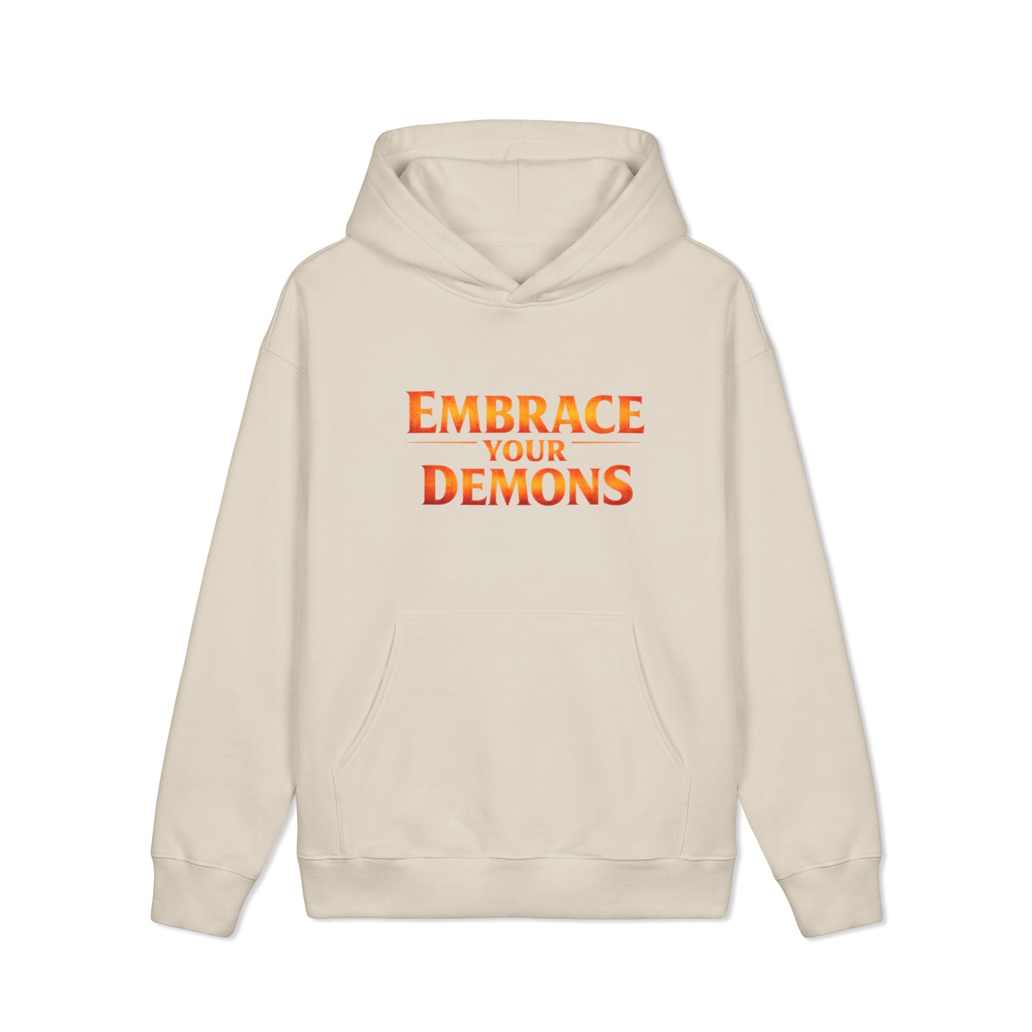 Embrace Your Demons Hoodie — Fiery Warrior Graphic Pullover