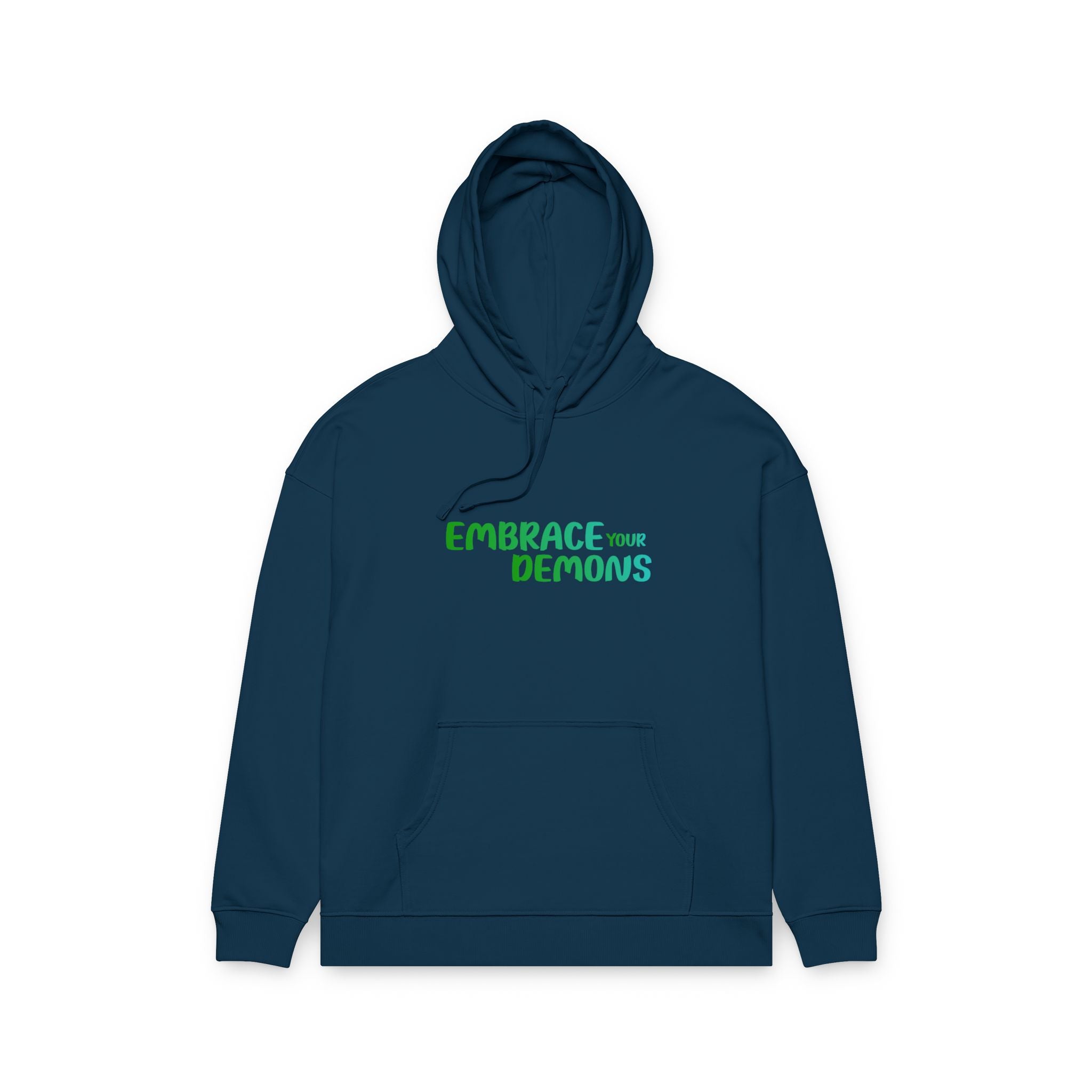Embrace Your Demons Hoodie — Green Forest Creature Graphic Hoodie