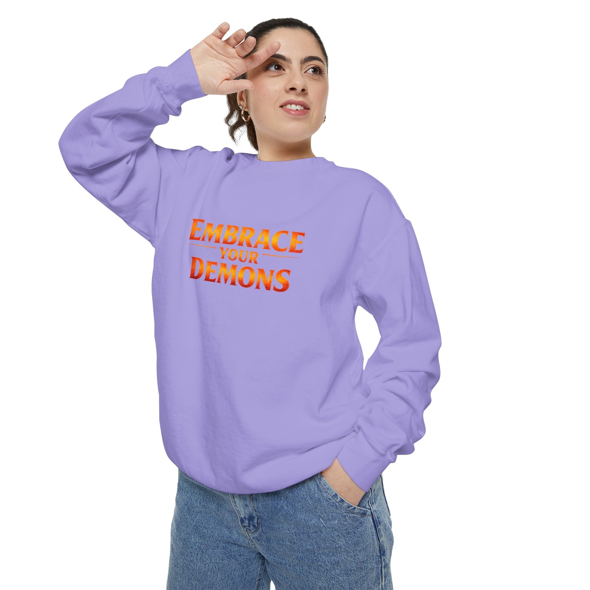 Embrace Your Demons Sweatshirt — Angel Warrior Graphic Crewneck