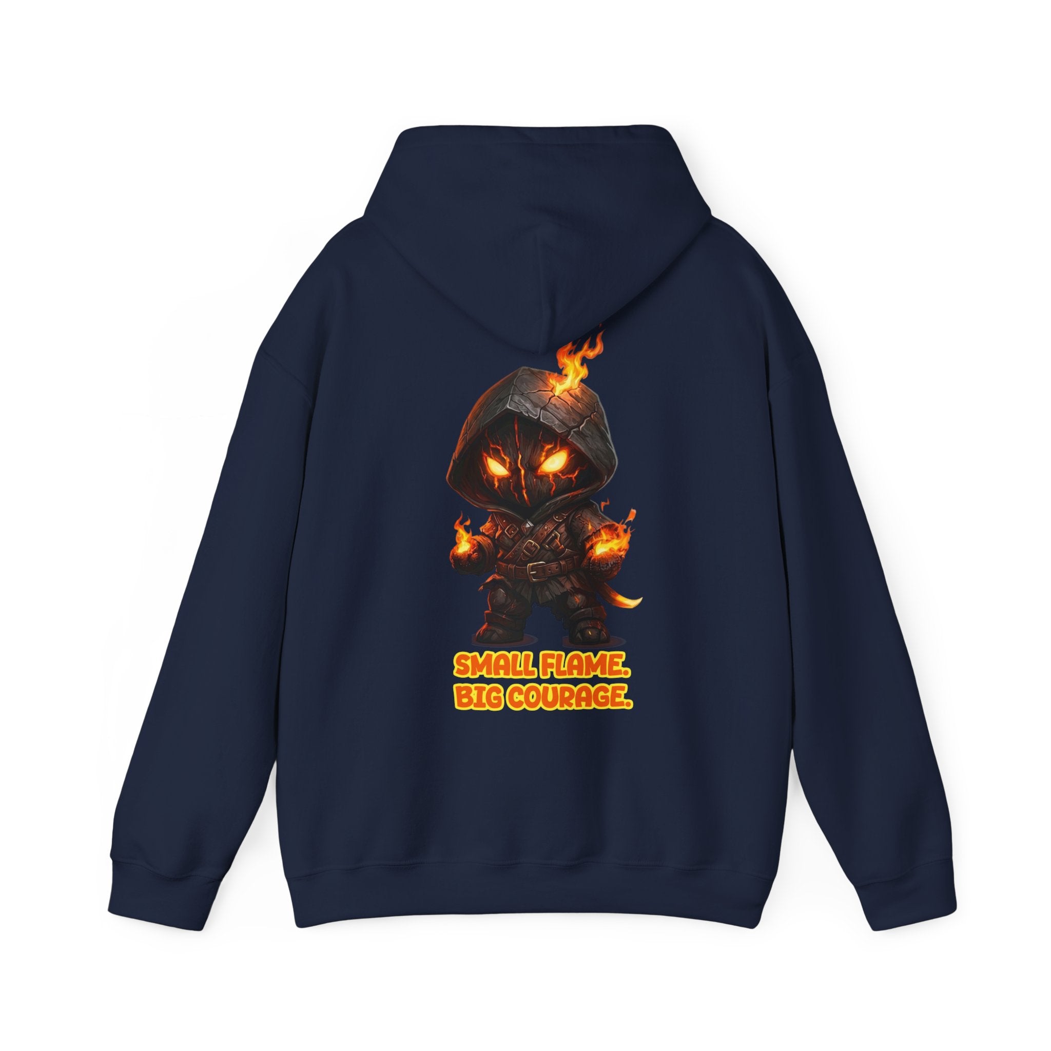 "Embrace Your Demons" Flame Hooded Sweatshirt (Small Flame, Big Courage)